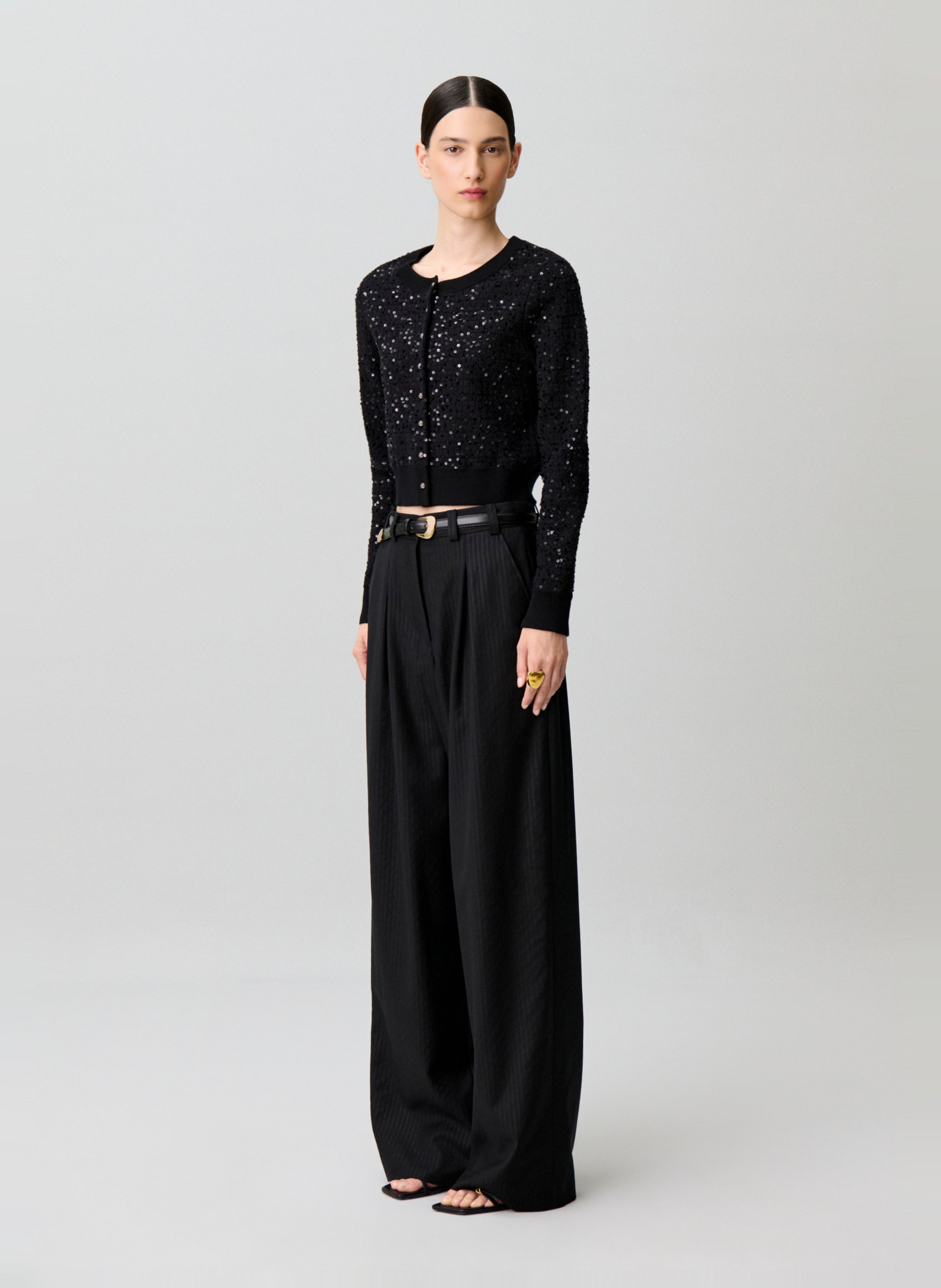 Fitted sequin cardigan CLAUDIE PIERLOT Black