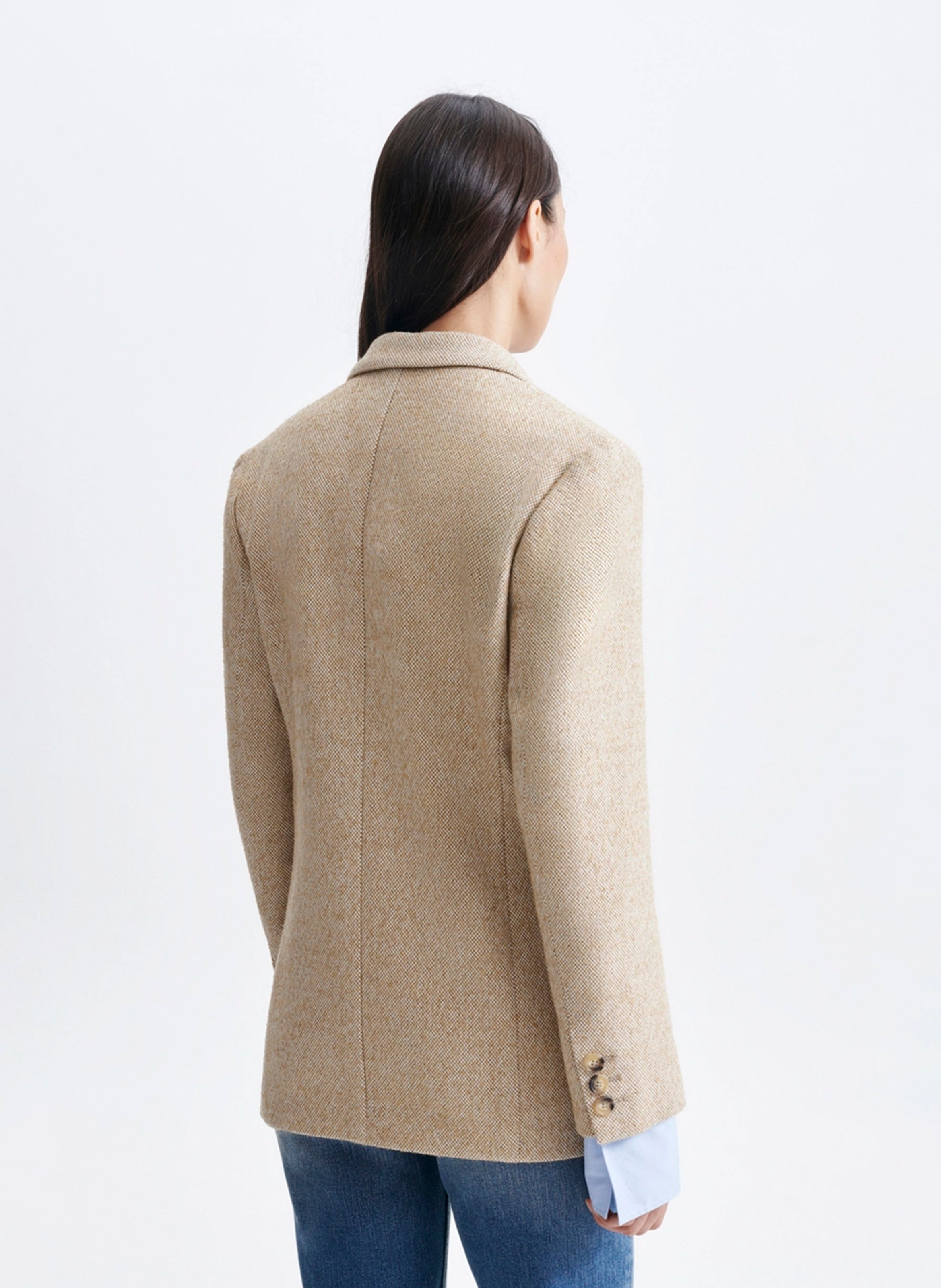 Chaqueta recta estampada de mezcla de algodón con cuello clásico VANESSA BRUNO Marron