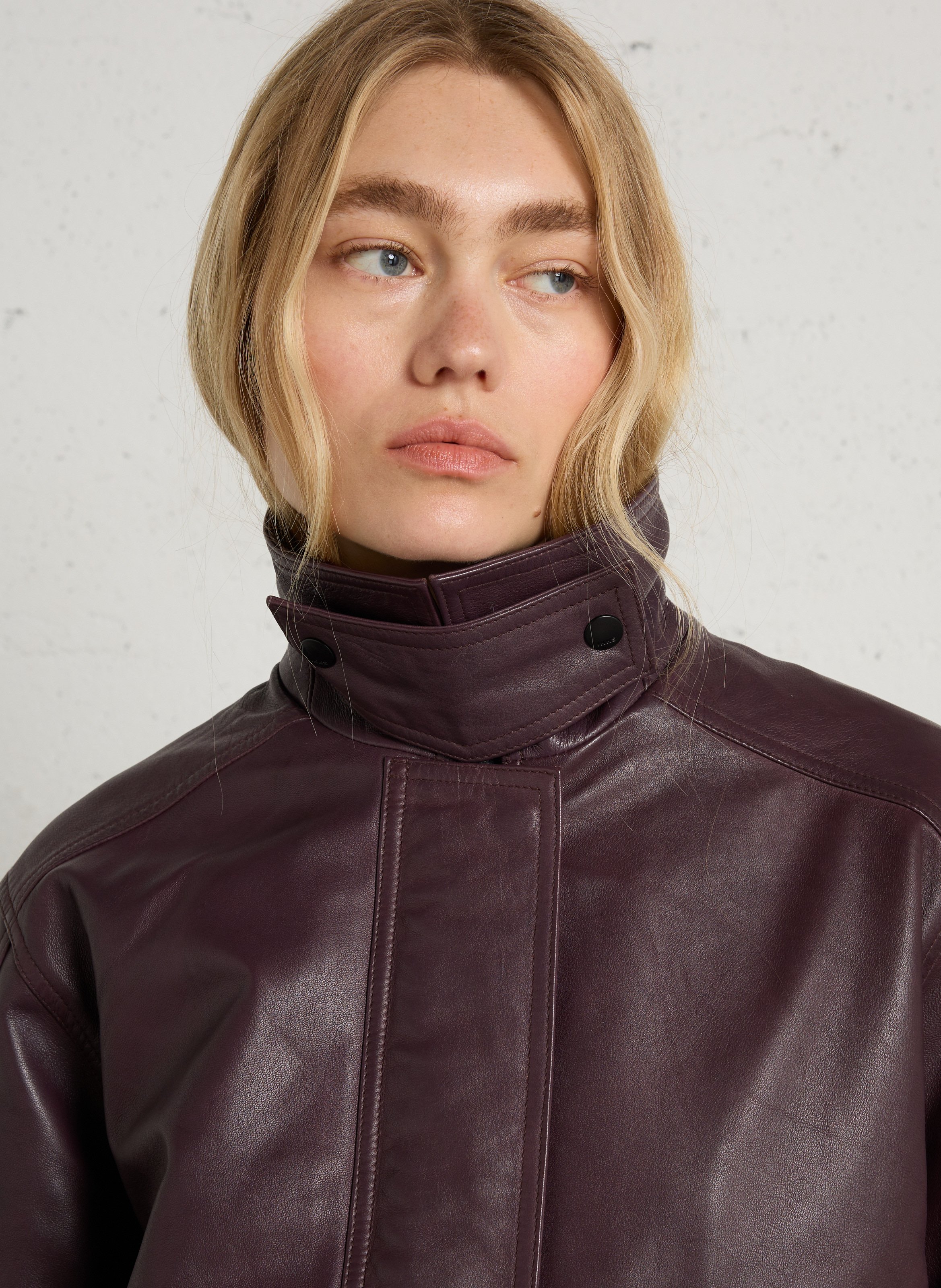 Bomber ample en cuir IKKS Prune