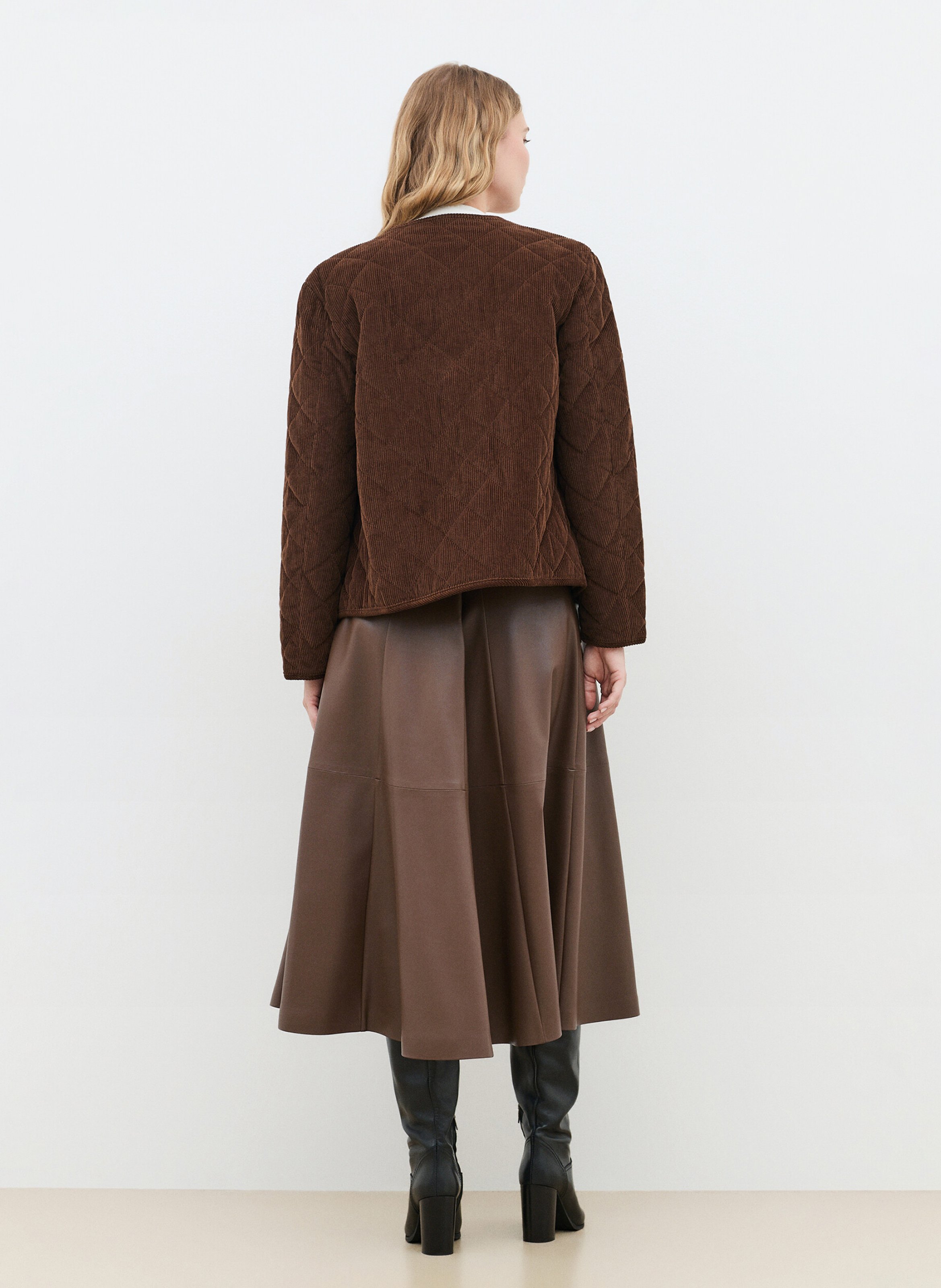 Straight-cut cotton corduroy jacket CAROLL Brown
