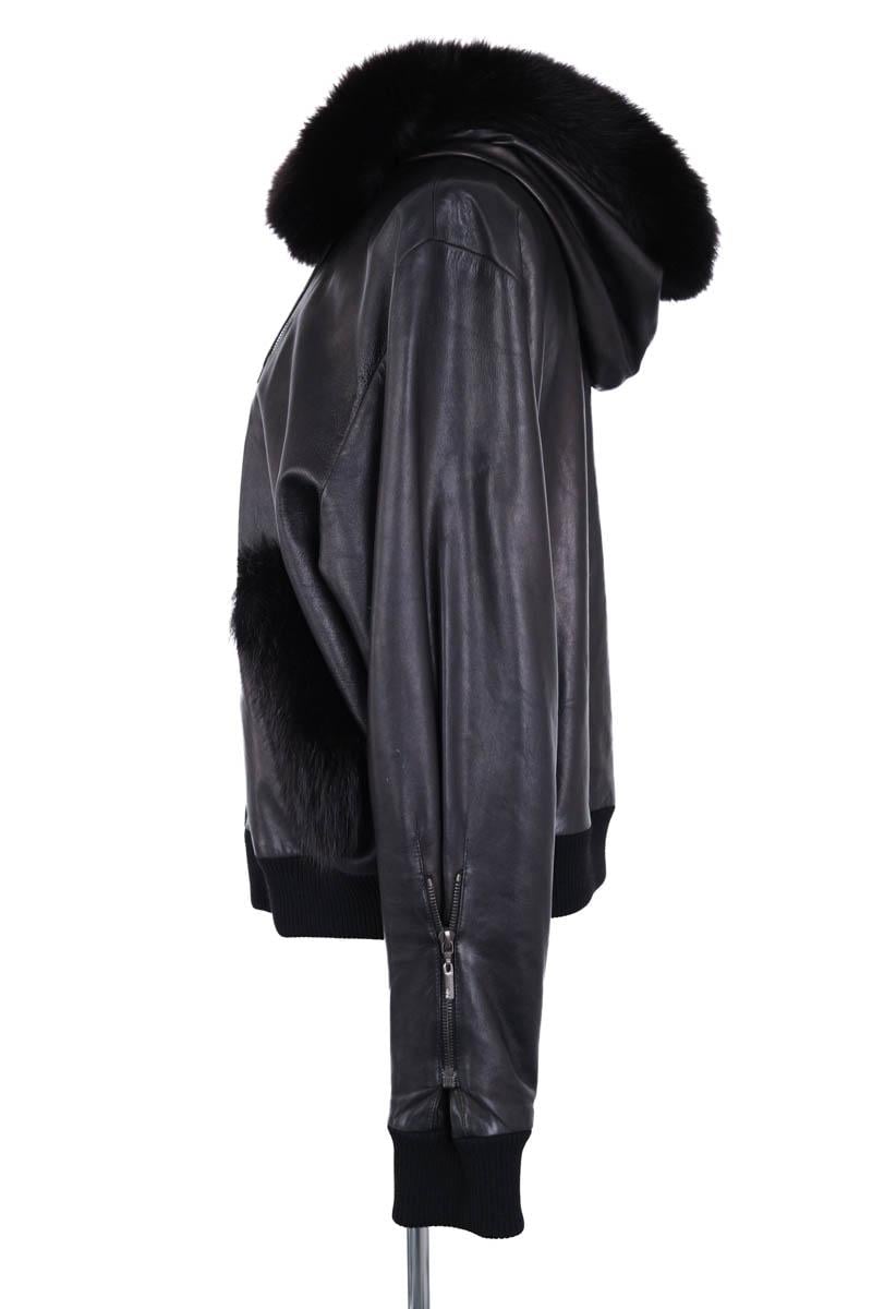 Regular-fit organic cotton jacket with sherpa collar JOHN GALLIANO - SECONDE MAIN Black