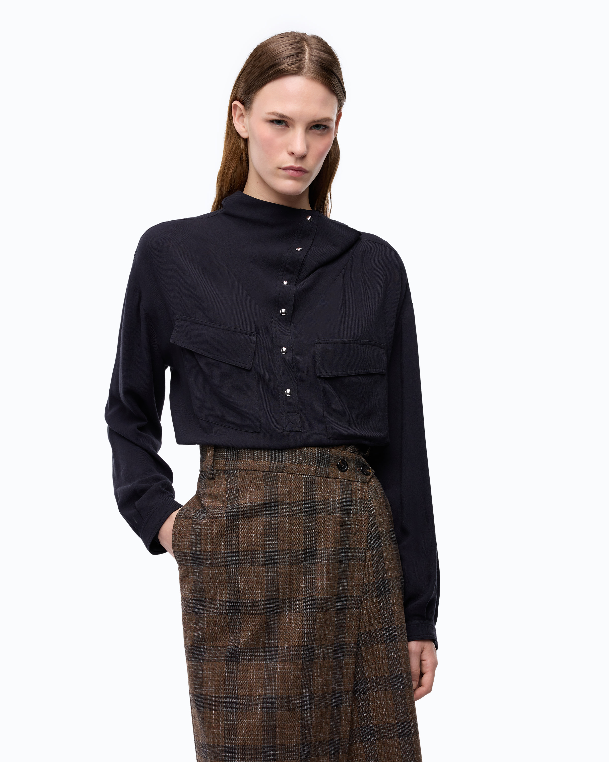 Blouse boutonnée avec poches PINKO Bleu