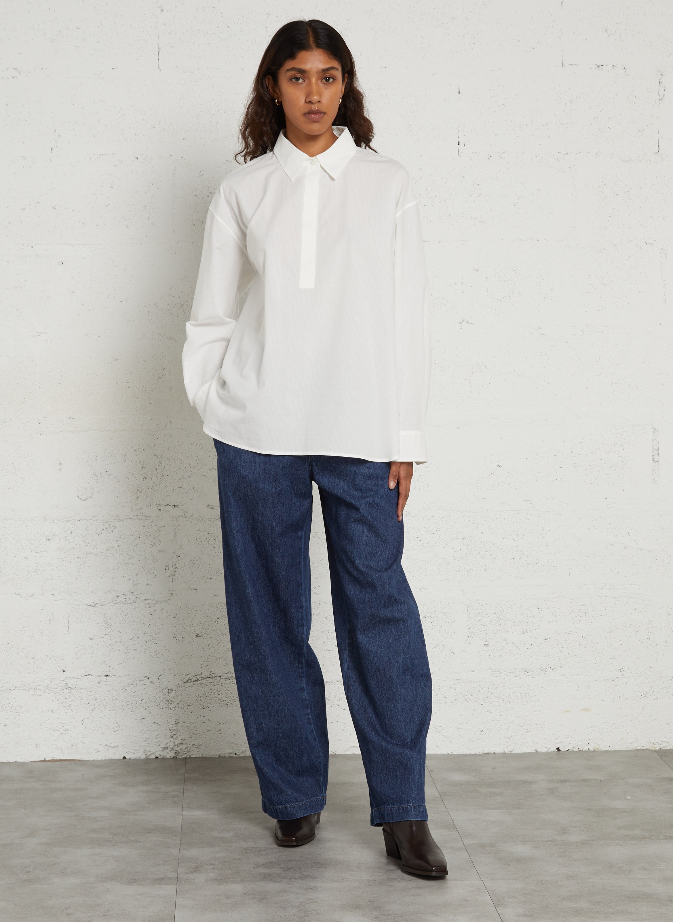 Wijde rechte jeans van katoenmix MASSCOB Blauw
