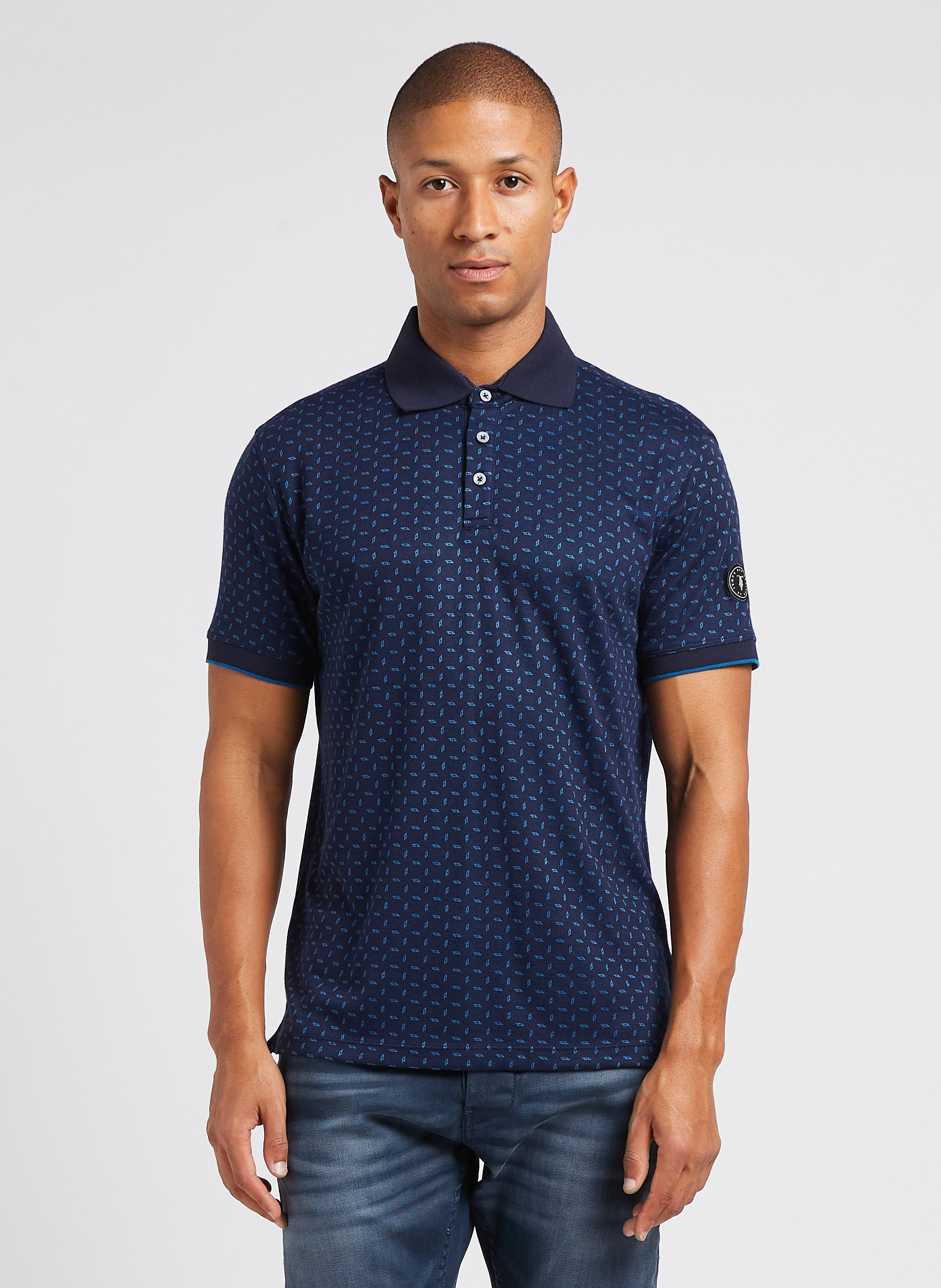 Polo col classique imprim Bleu