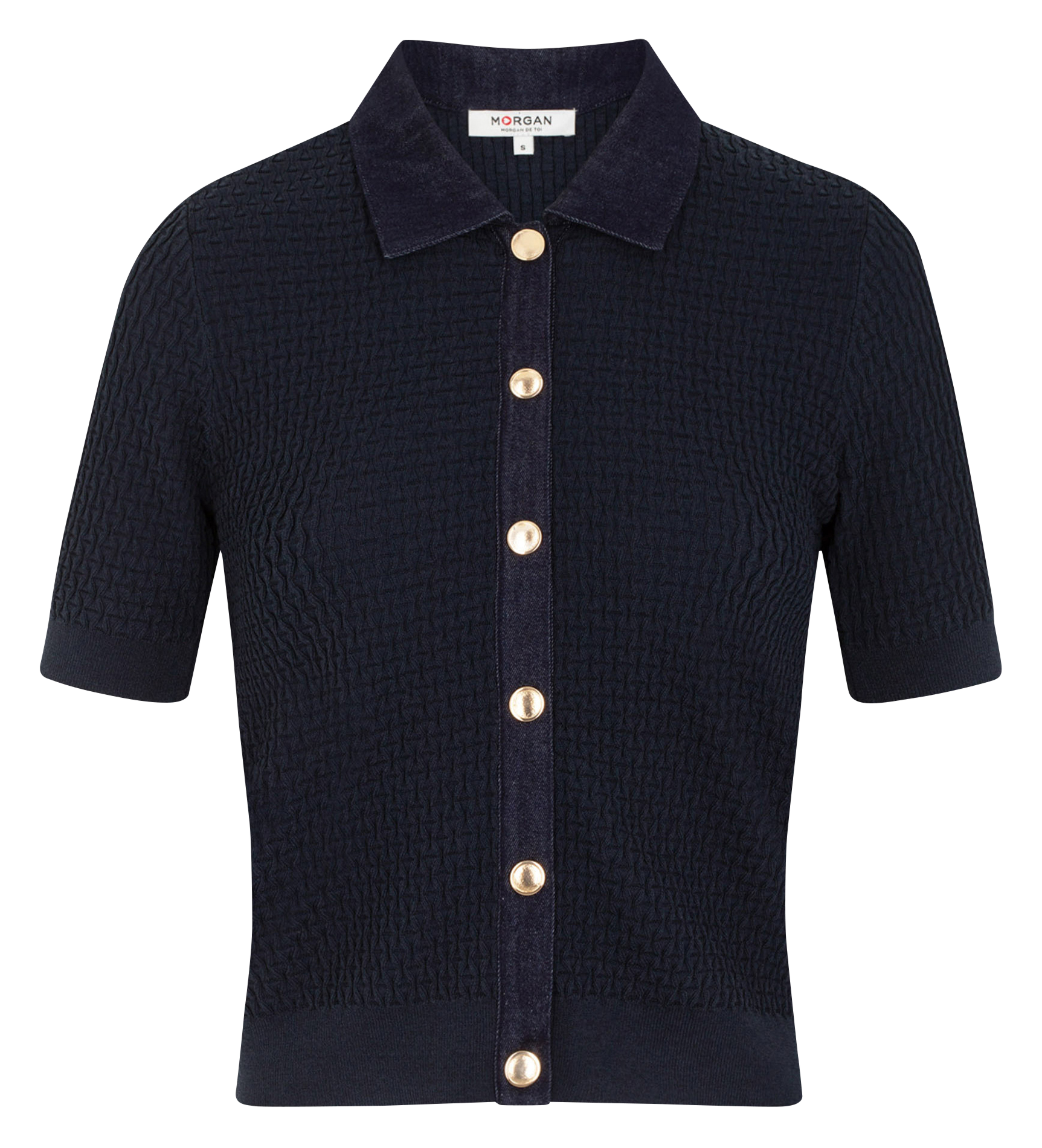 Kurze taillierte Weste mit Revers-Kragen MORGAN Blau