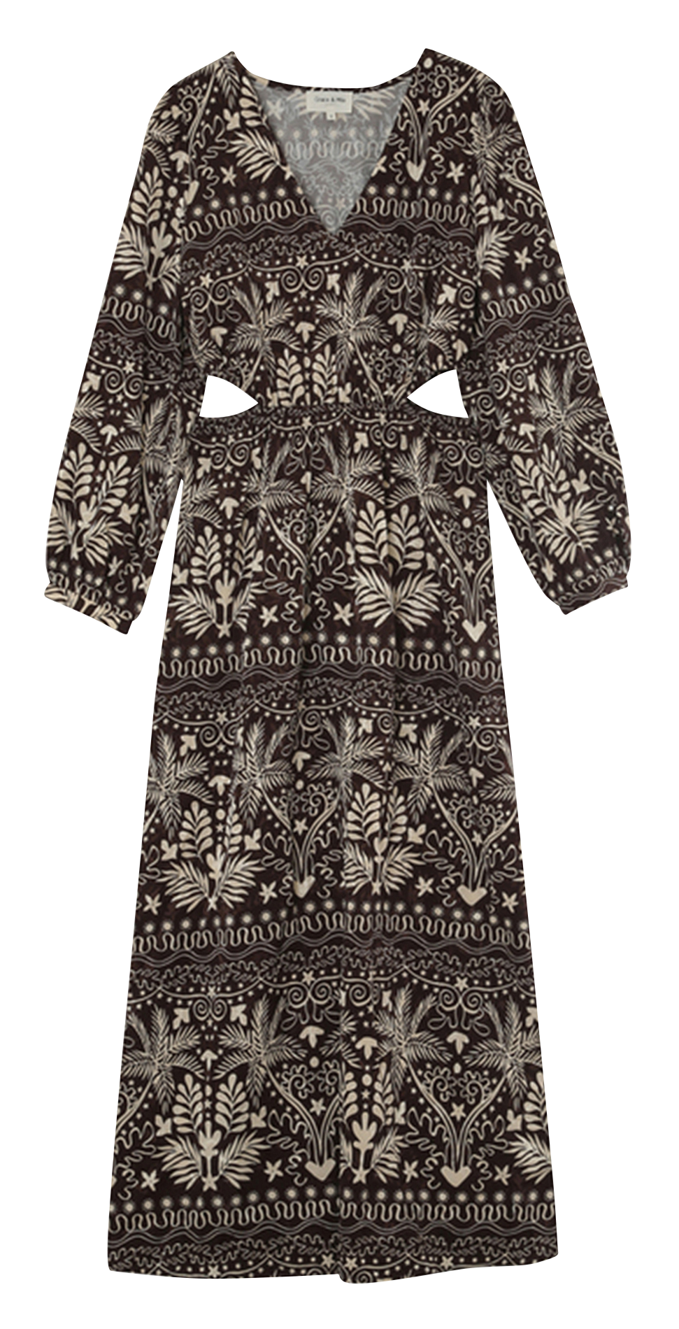 Printed Jacquard Long Slit Dress GRACE ET MILA Brown