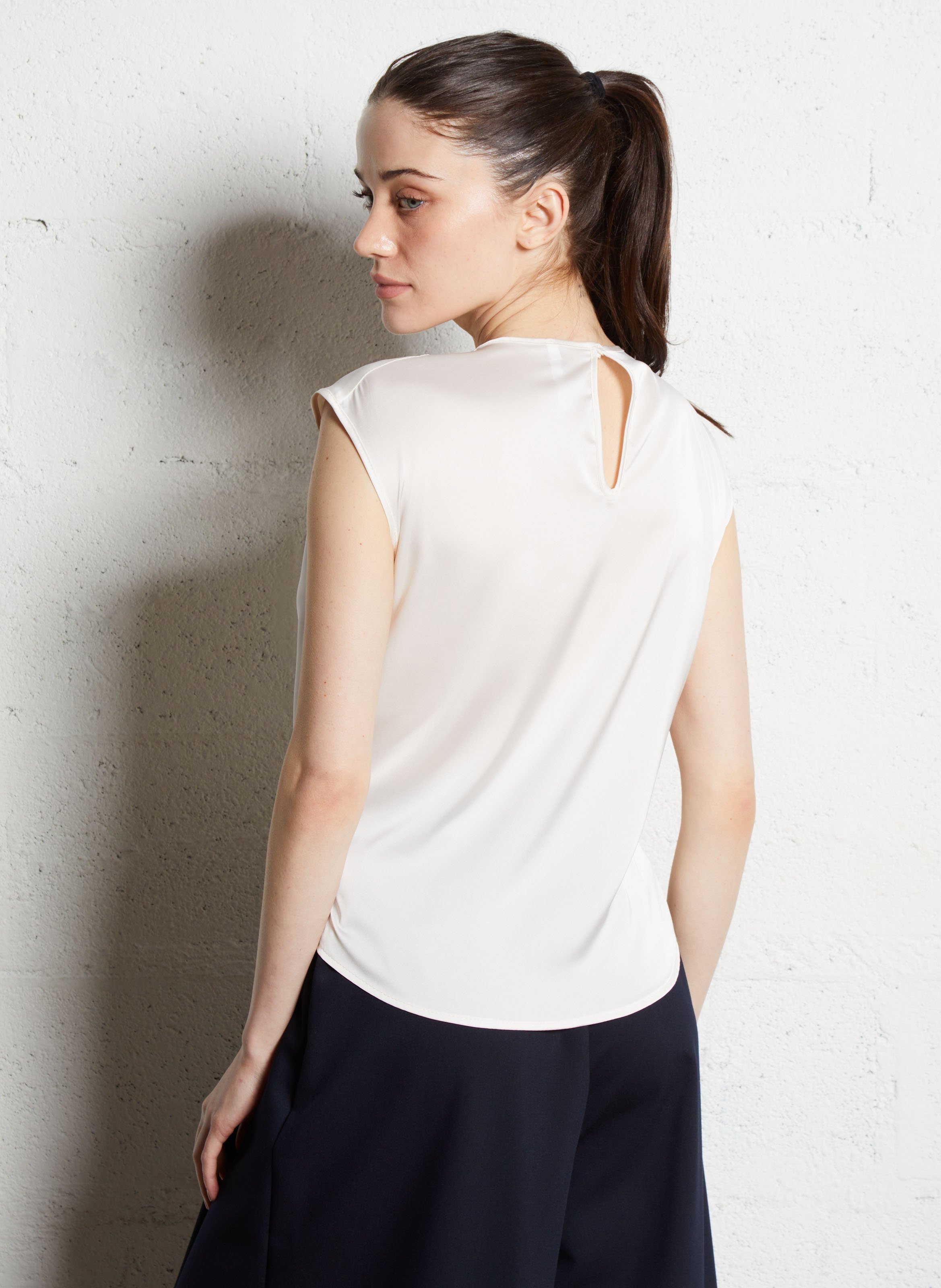 Sleeveless draped blouse IMPERIAL Beige