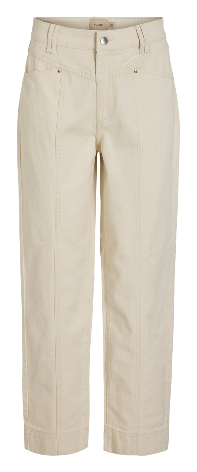 Rechte hoge taille jeans van katoen ROUGE EDIT Beige