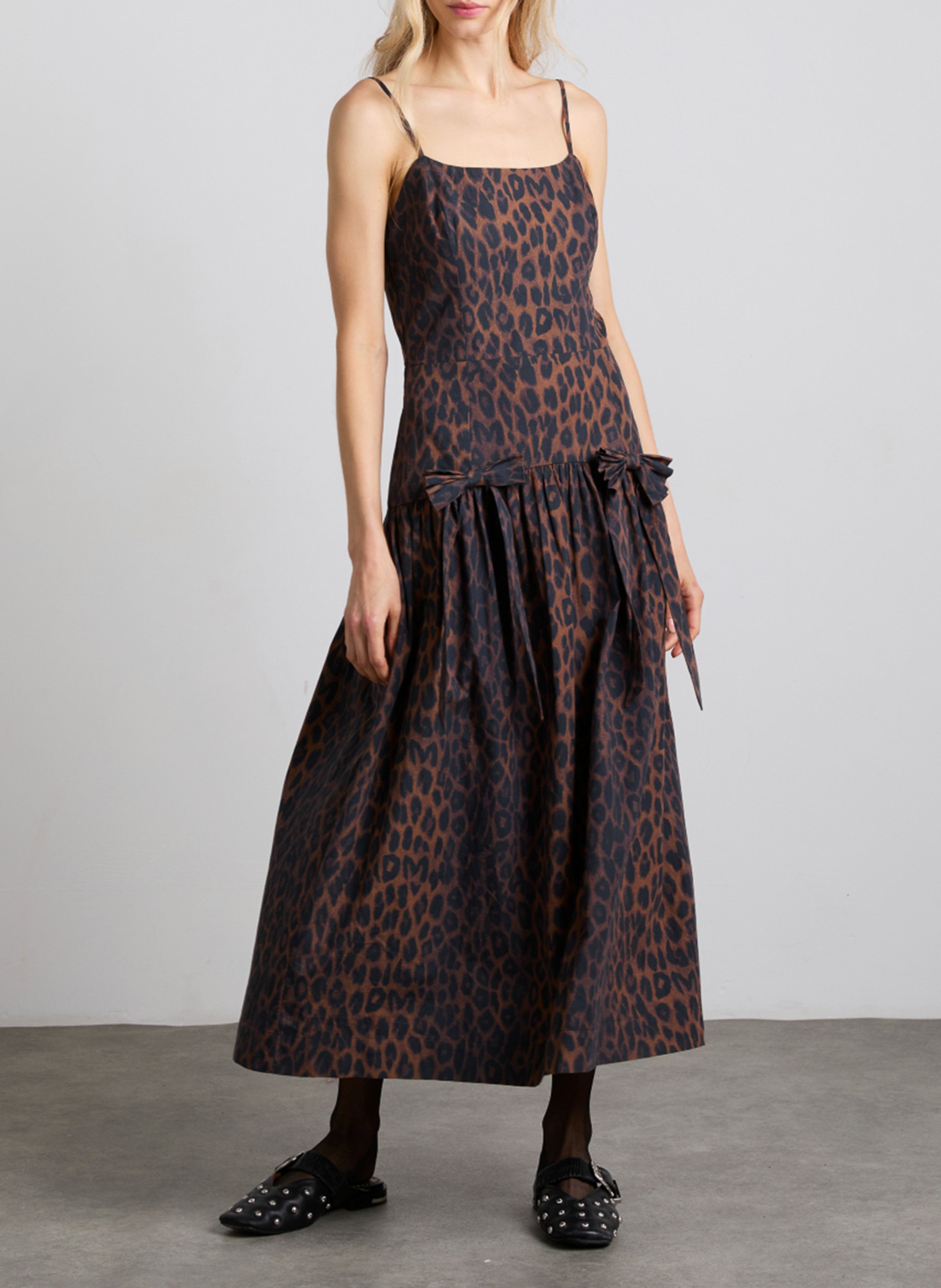 Leopard print midi dress with straps DAMSON MADDER Multicolored