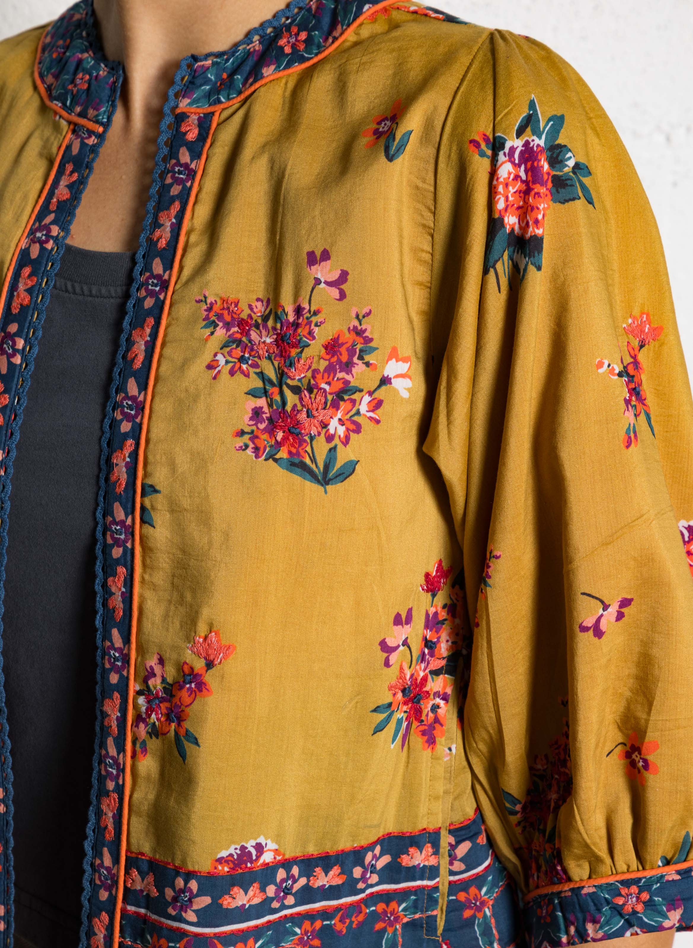 Veste col rond en coton M.A.B.E Jaune