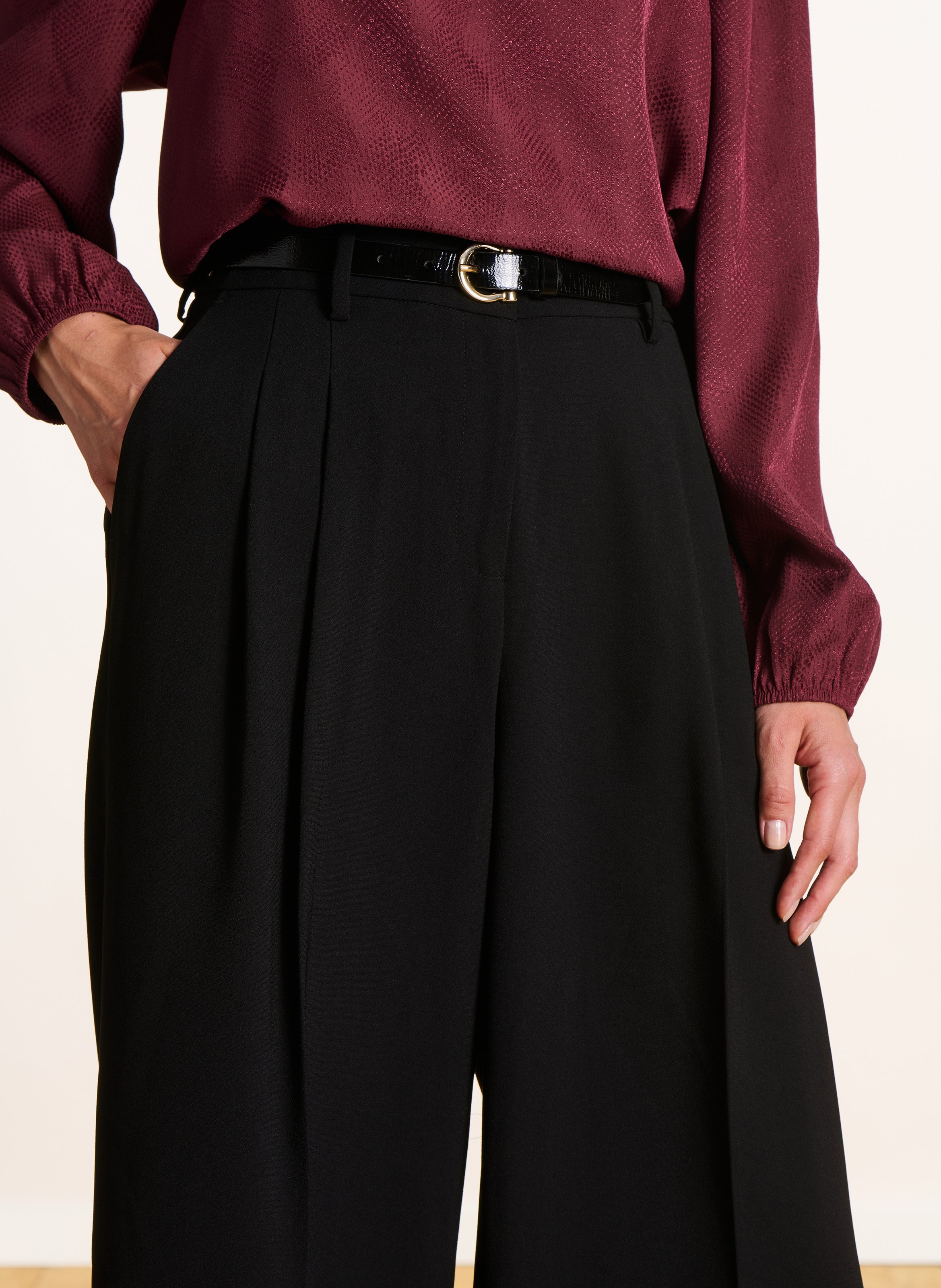 Azawood high-waisted wide-leg trousers LA FEE MARABOUTEE Black