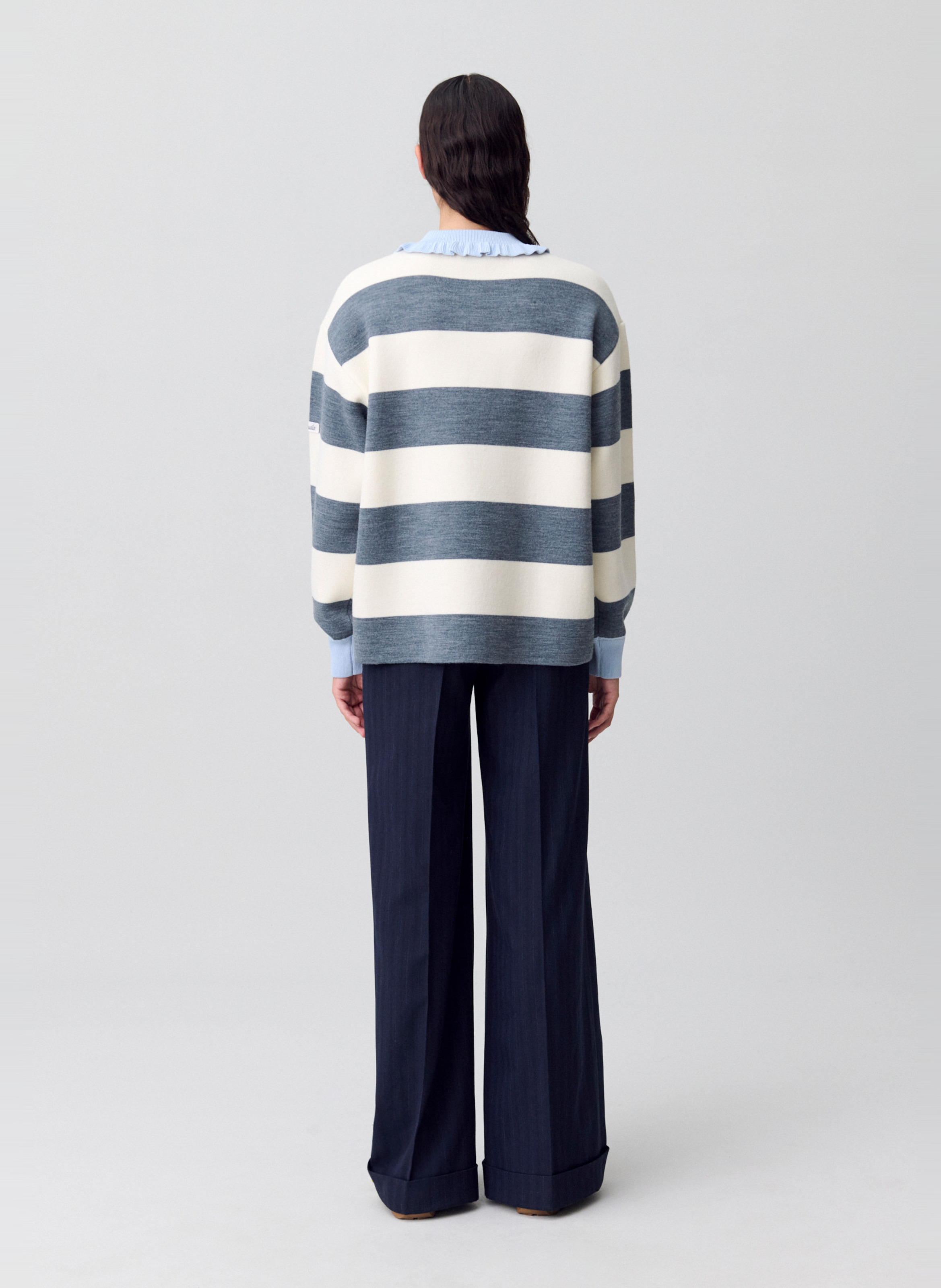 Pull col polo à rayures  CLAUDIE PIERLOT Gris