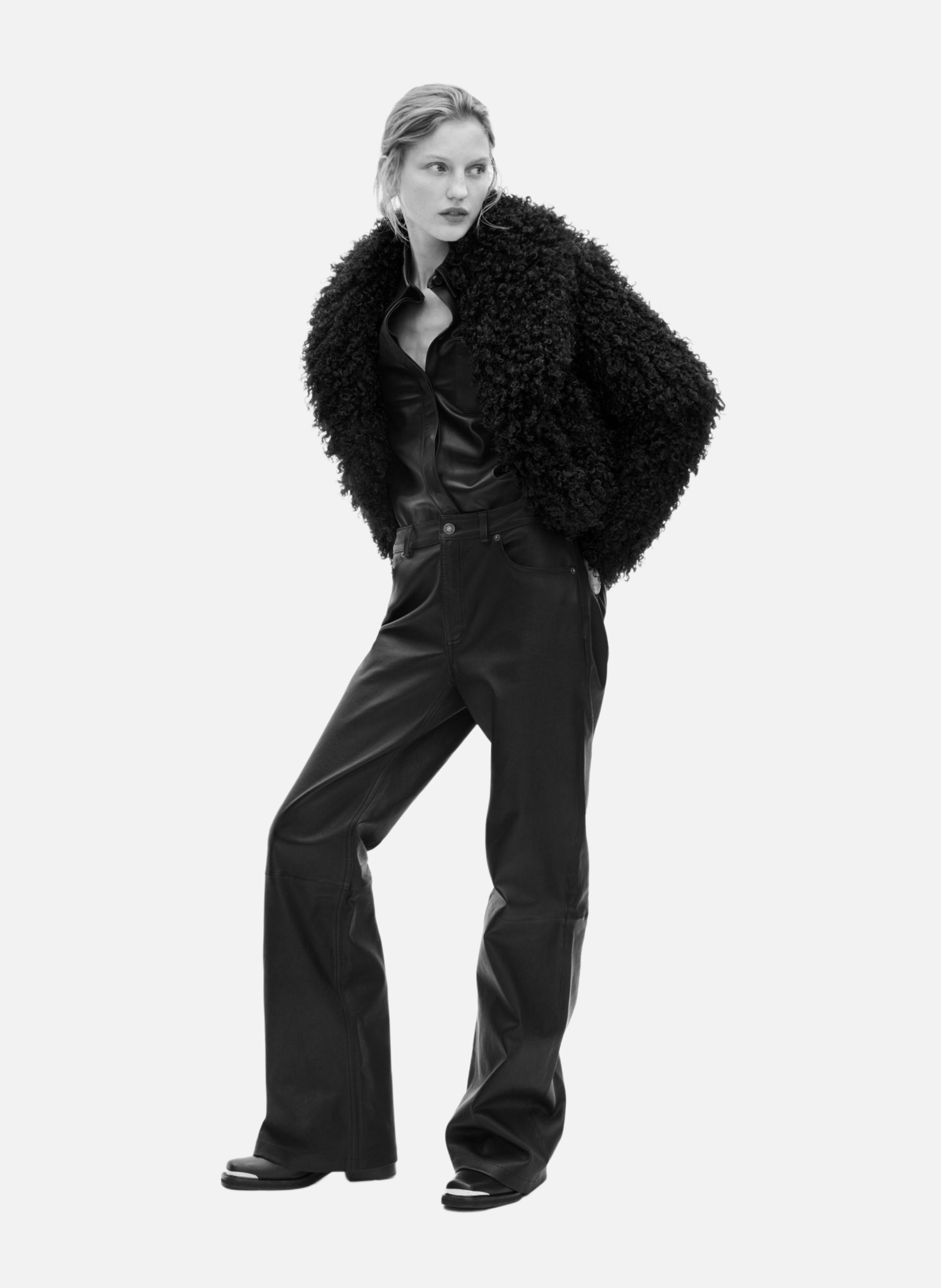 Fur-effect coat Black