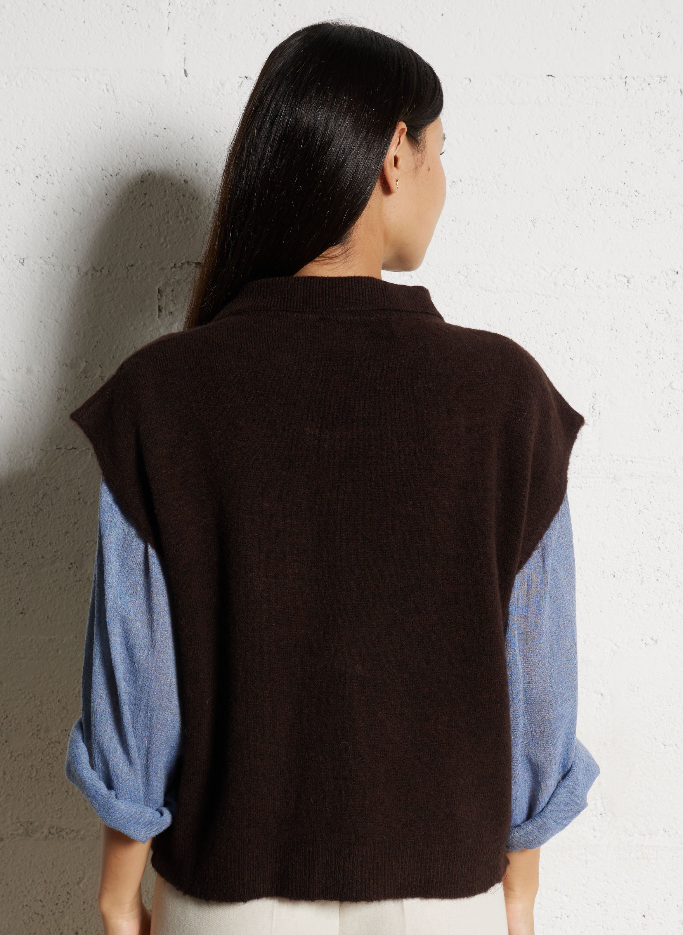 Pull col V  TINSELS Marron
