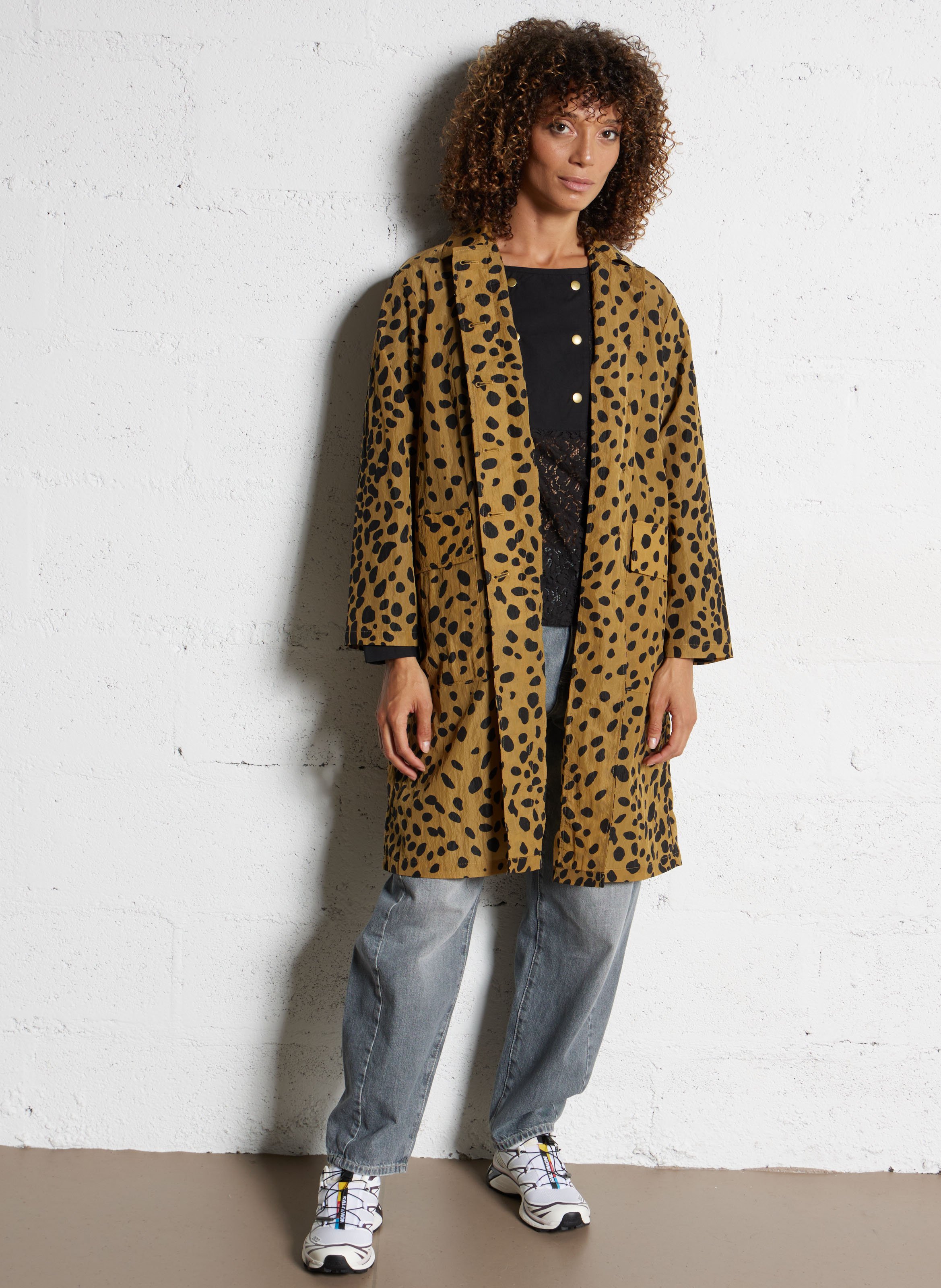 Blouson col classique imprimé LEON & HARPER Beige