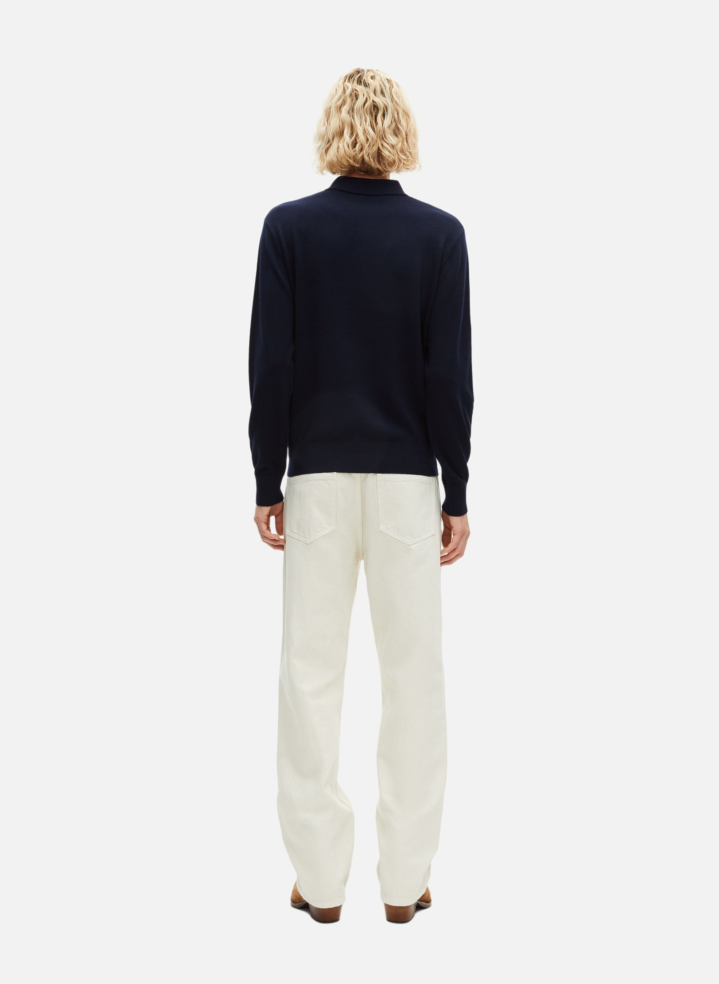Merino wool sweater with polo collar THE KOOPLES Blue