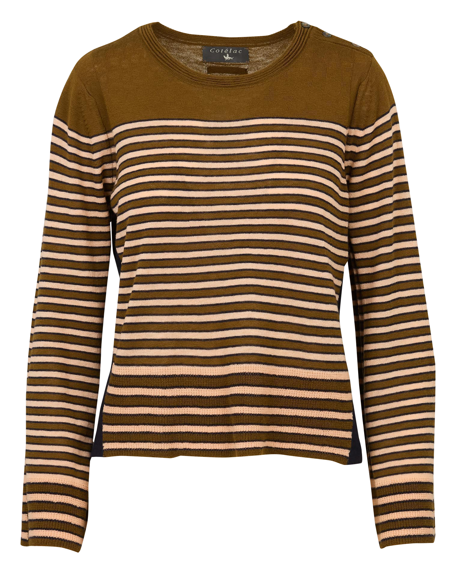 Pull droit col rond en laine COTELAC Vert