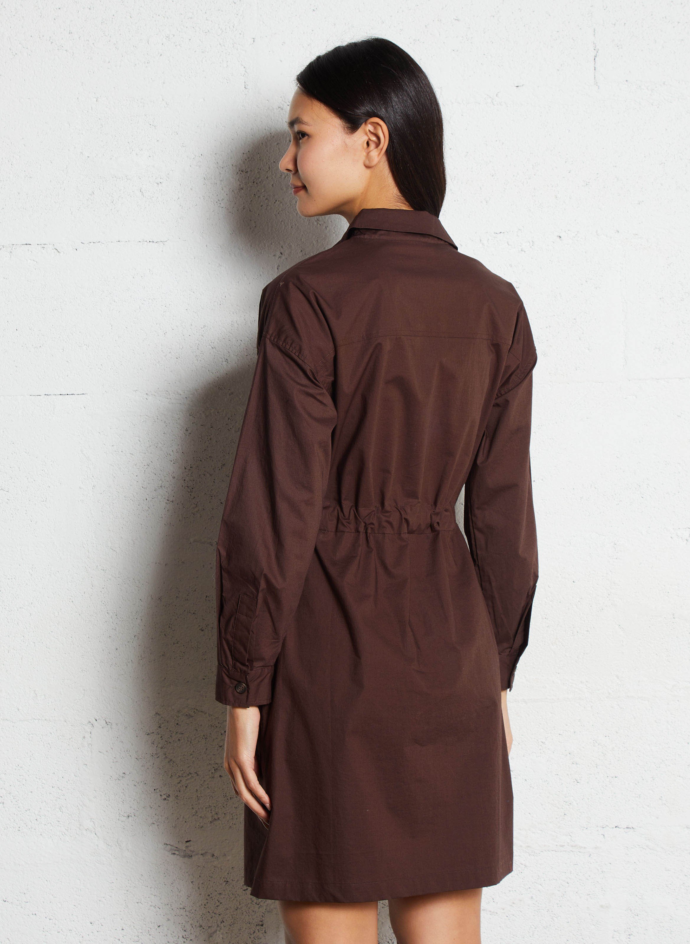 Robe courte cintrée unie en coton  MAISON 123 Marron