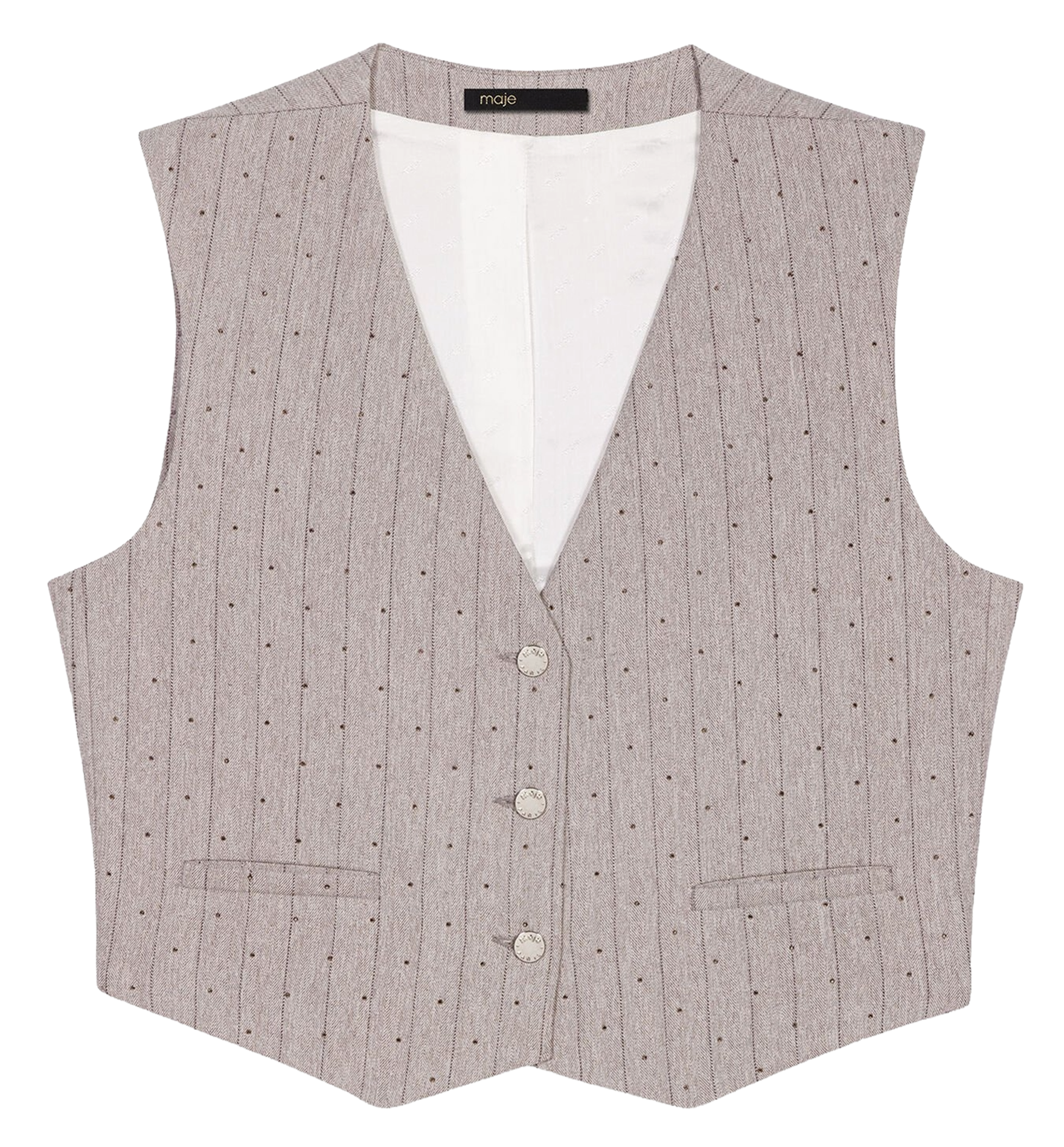 Aansluitend gestreept vest MAJE Grijs