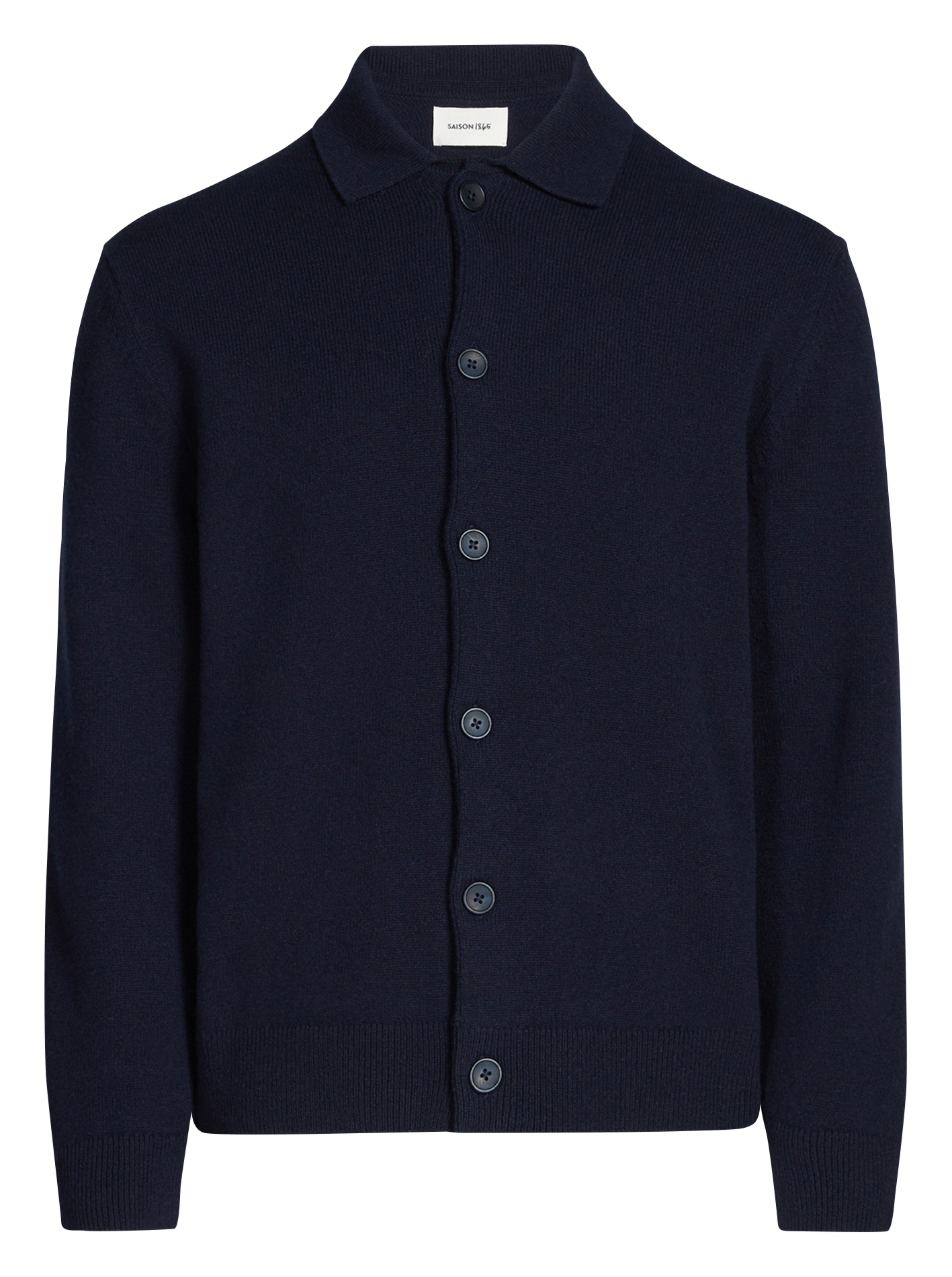 Gerader Wollpullover mit Polokragen SAISON 1865 Blau