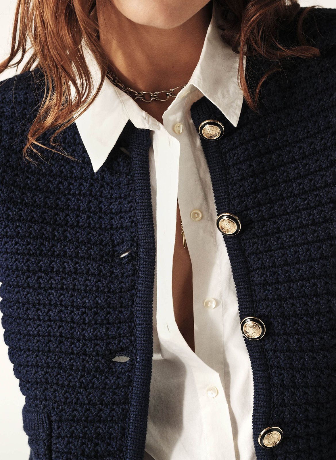 Recht vest met ronde hals | katoenblend BA&SH Blauw