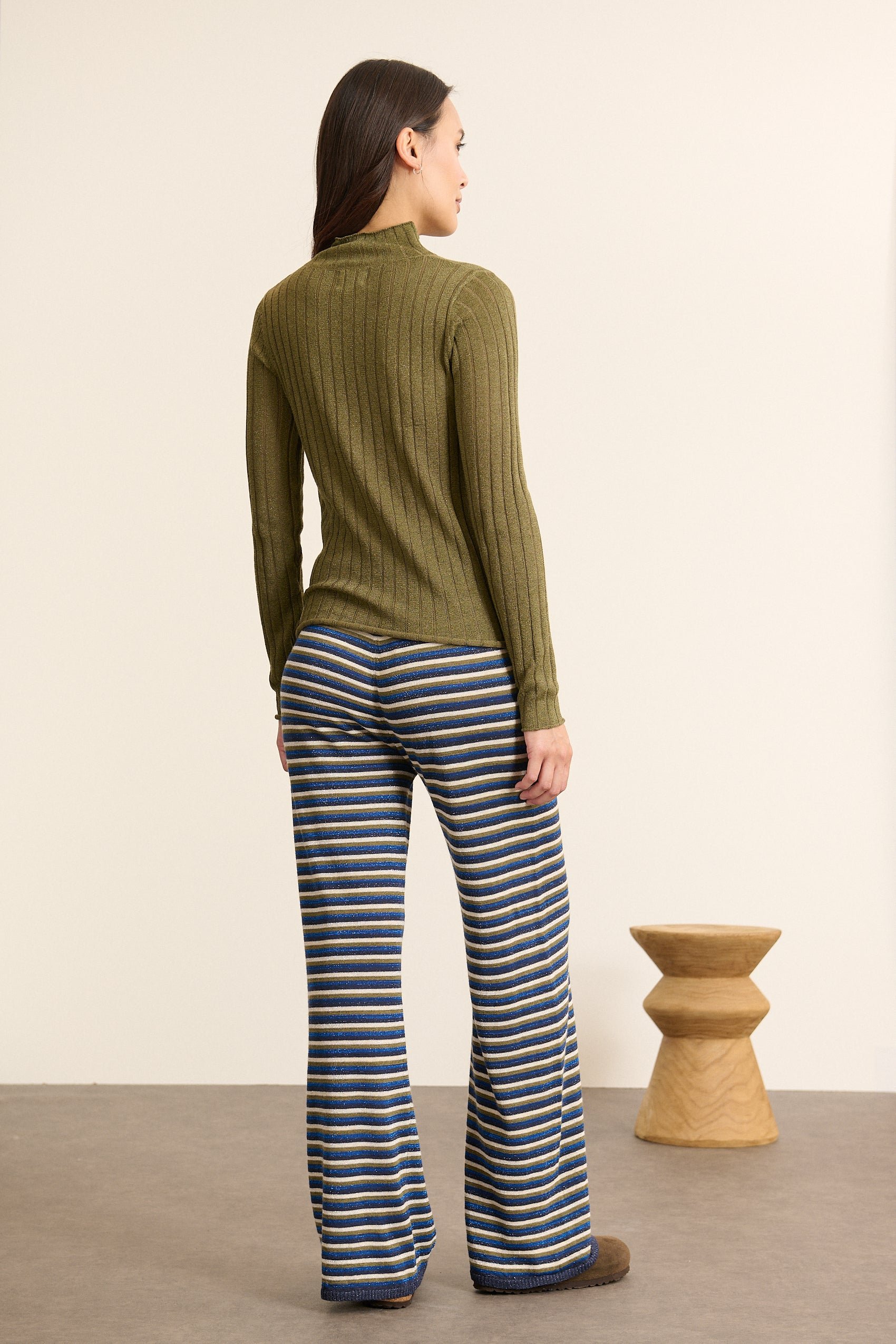 High-neck lurex sweater GARANCE PARIS Khaki