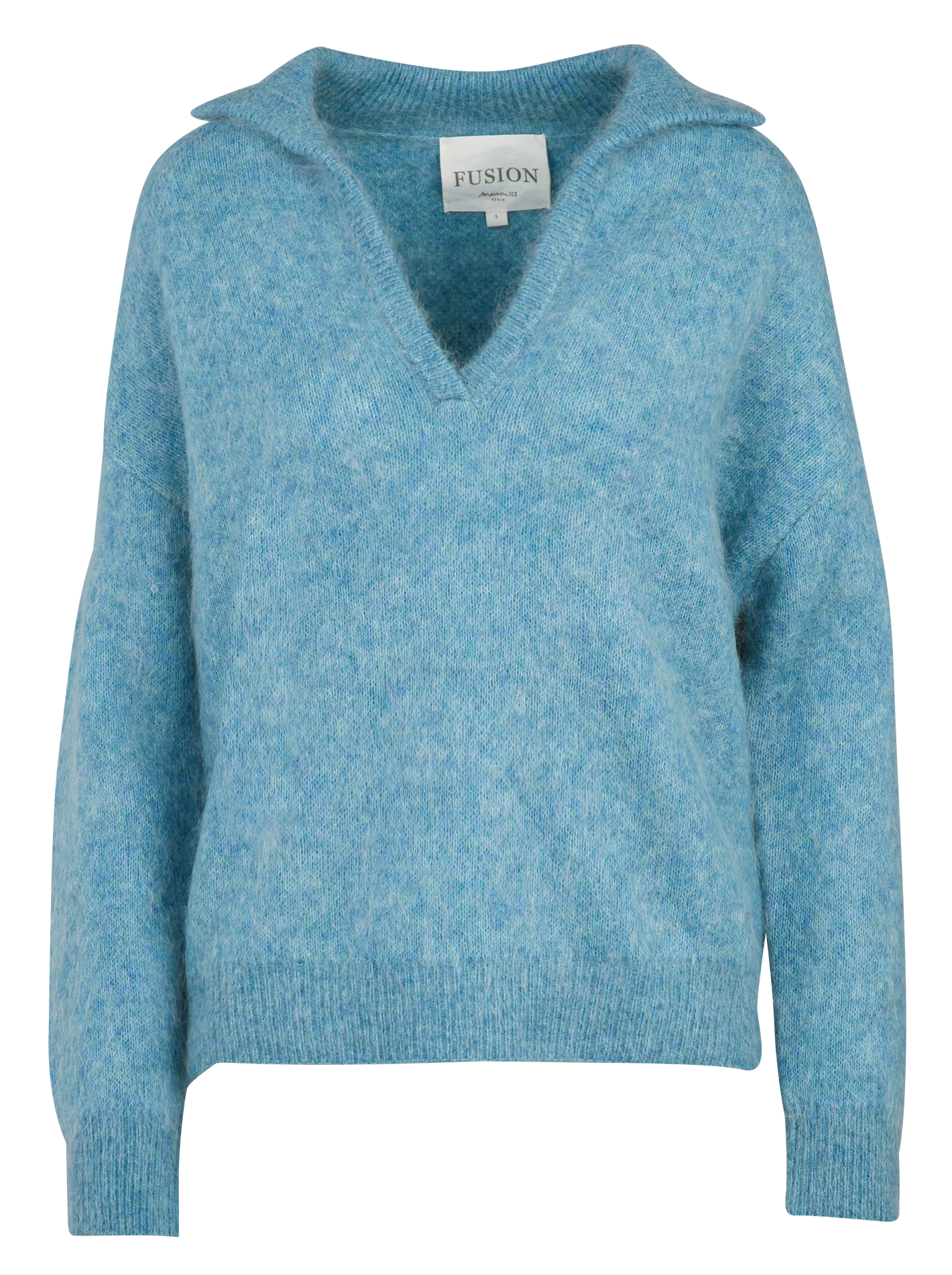 Pull col v en laine mélangée MAISON 123 Bleu
