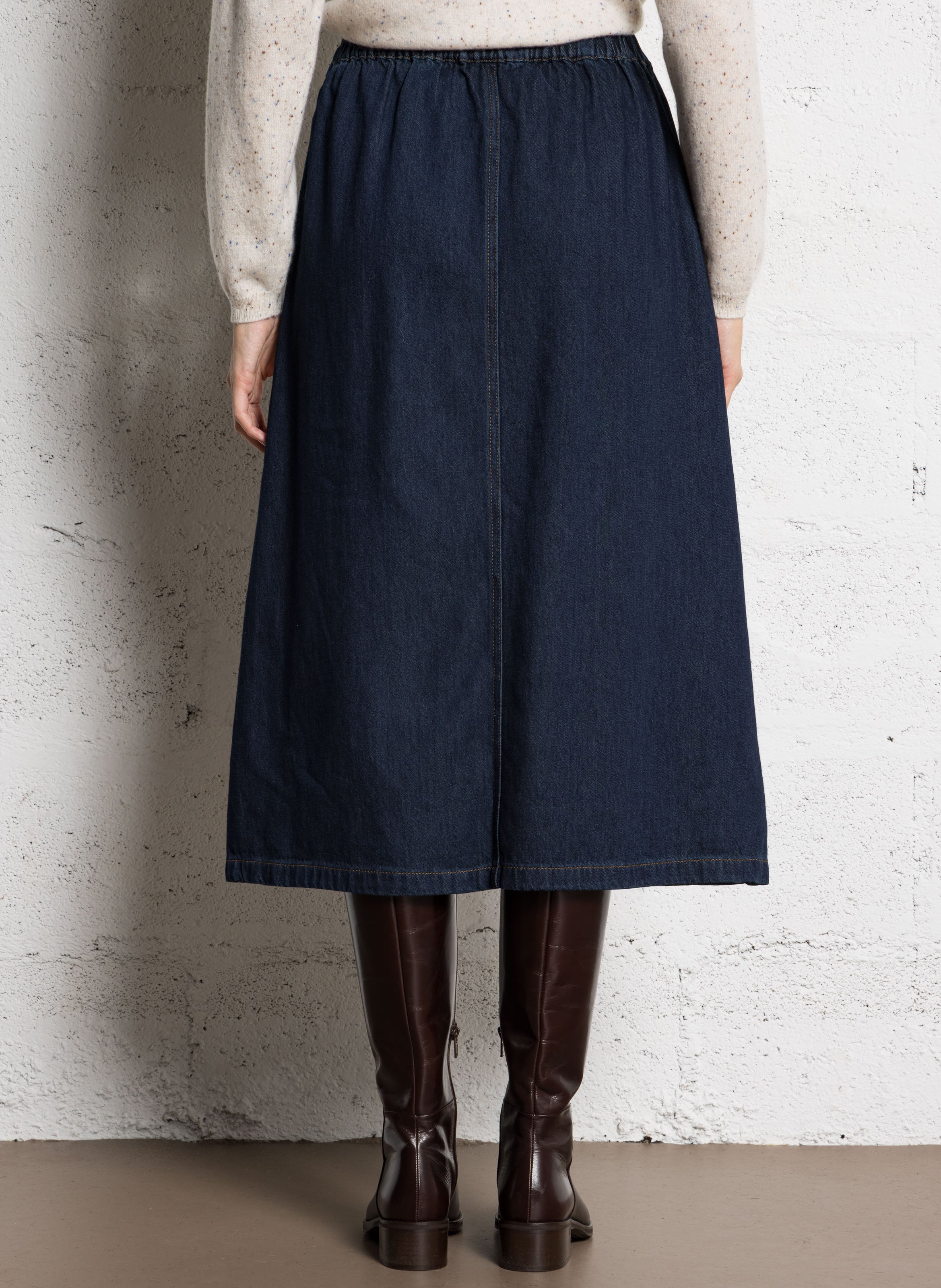 Jean midi en denim de coton MAISON 123 Bleu