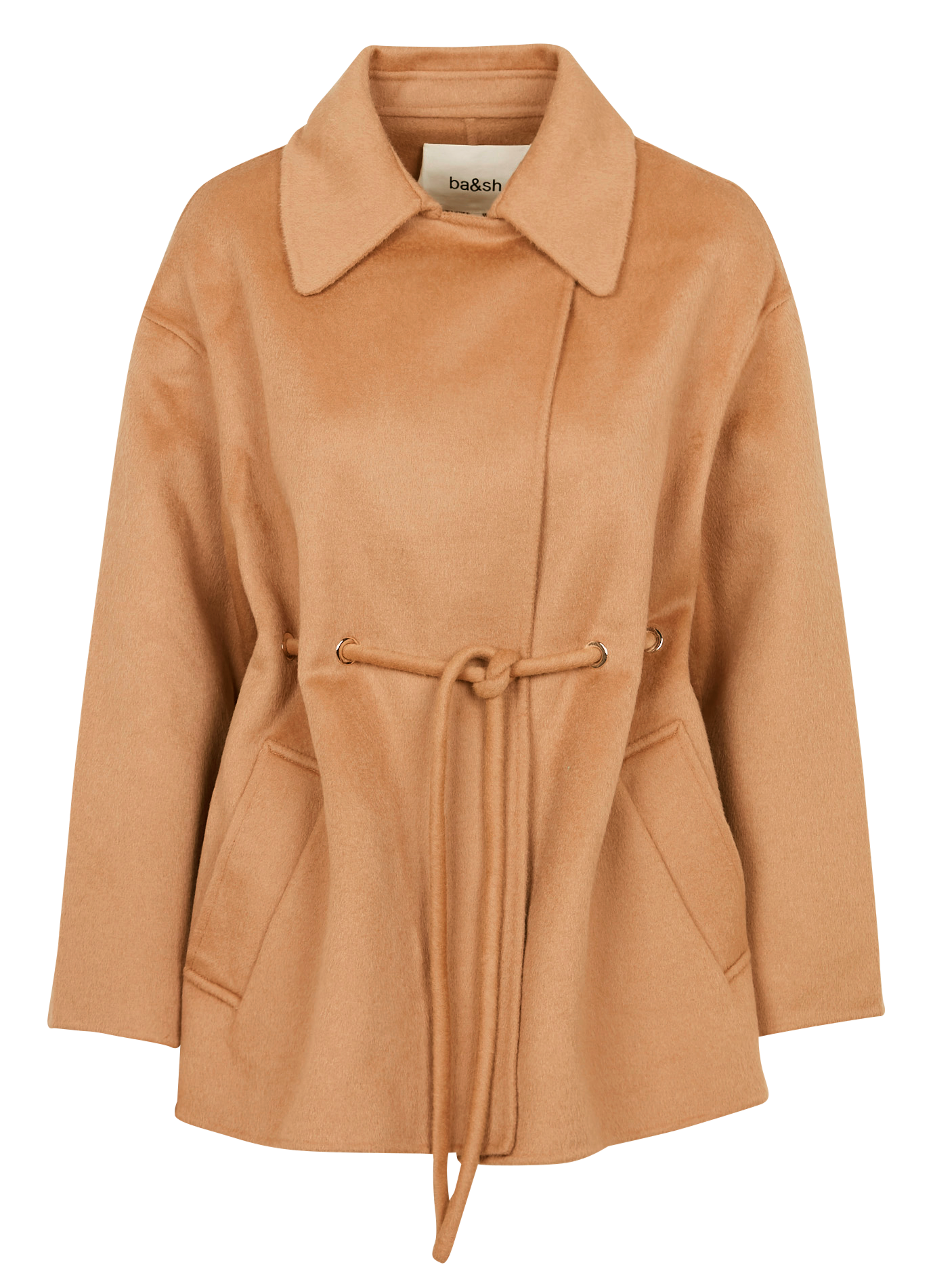 Loose-fit wool-blend coat with classic collar BA&amp;SH Brown