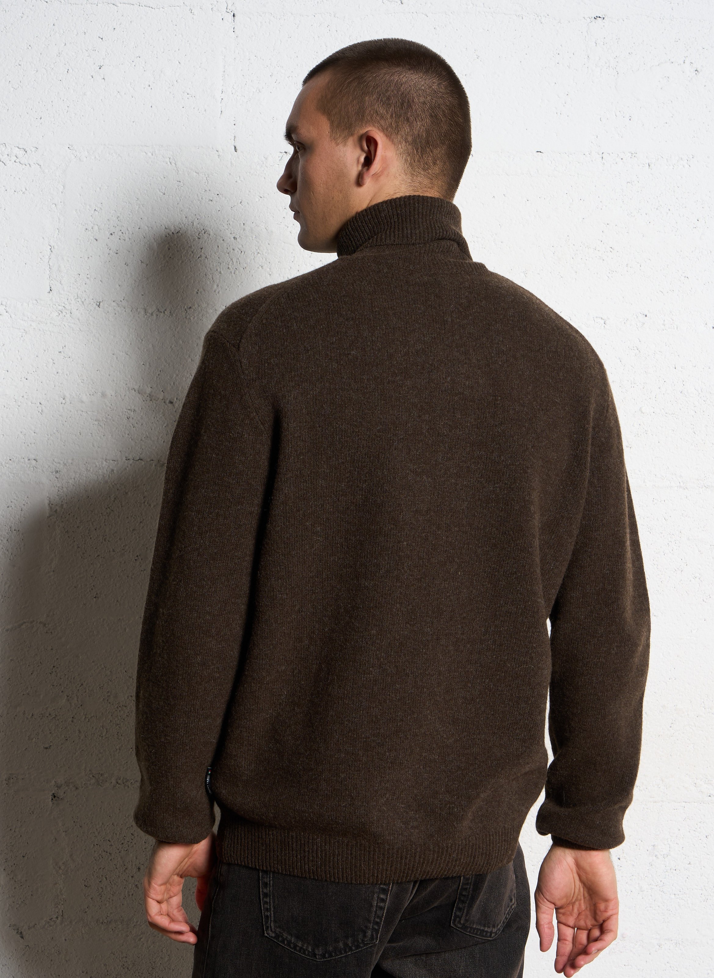 Straight wool-blend polo neck sweater CASUAL FRIDAY Brown
