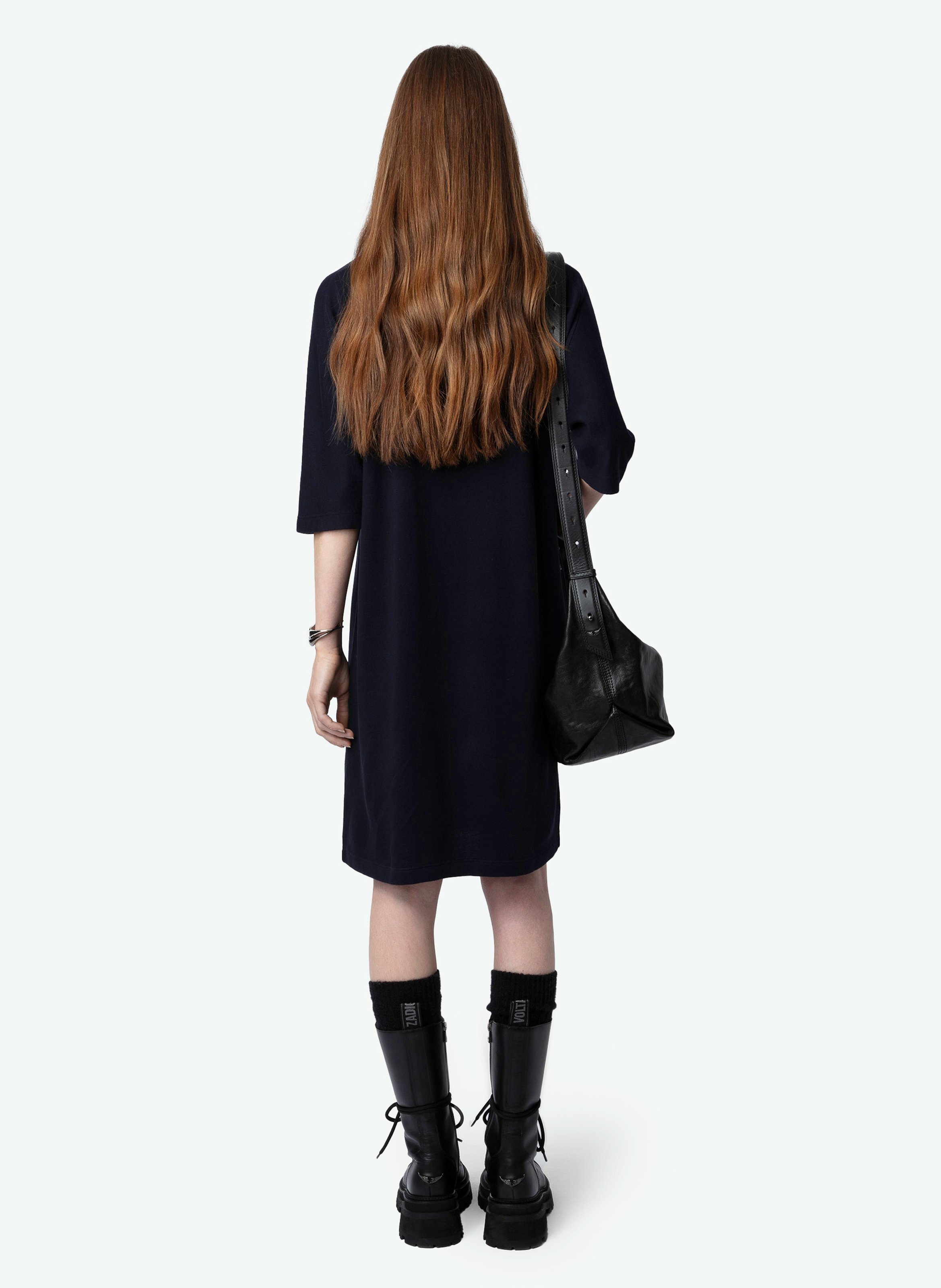 Robe midi col rond en coton bio mélangé ZADIG&VOLTAIRE Bleu