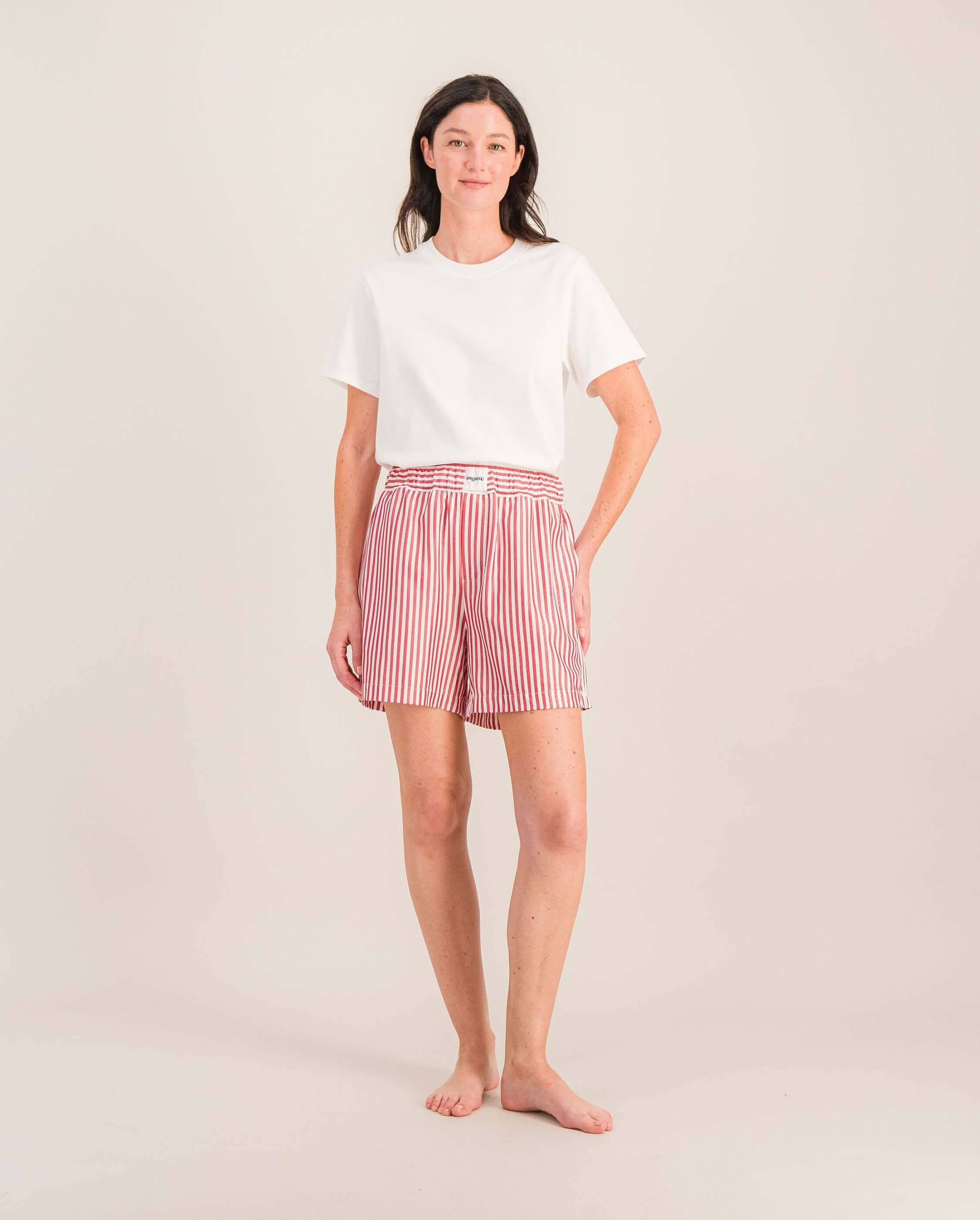 Women's short tencel, red stripes ANGARDE Red