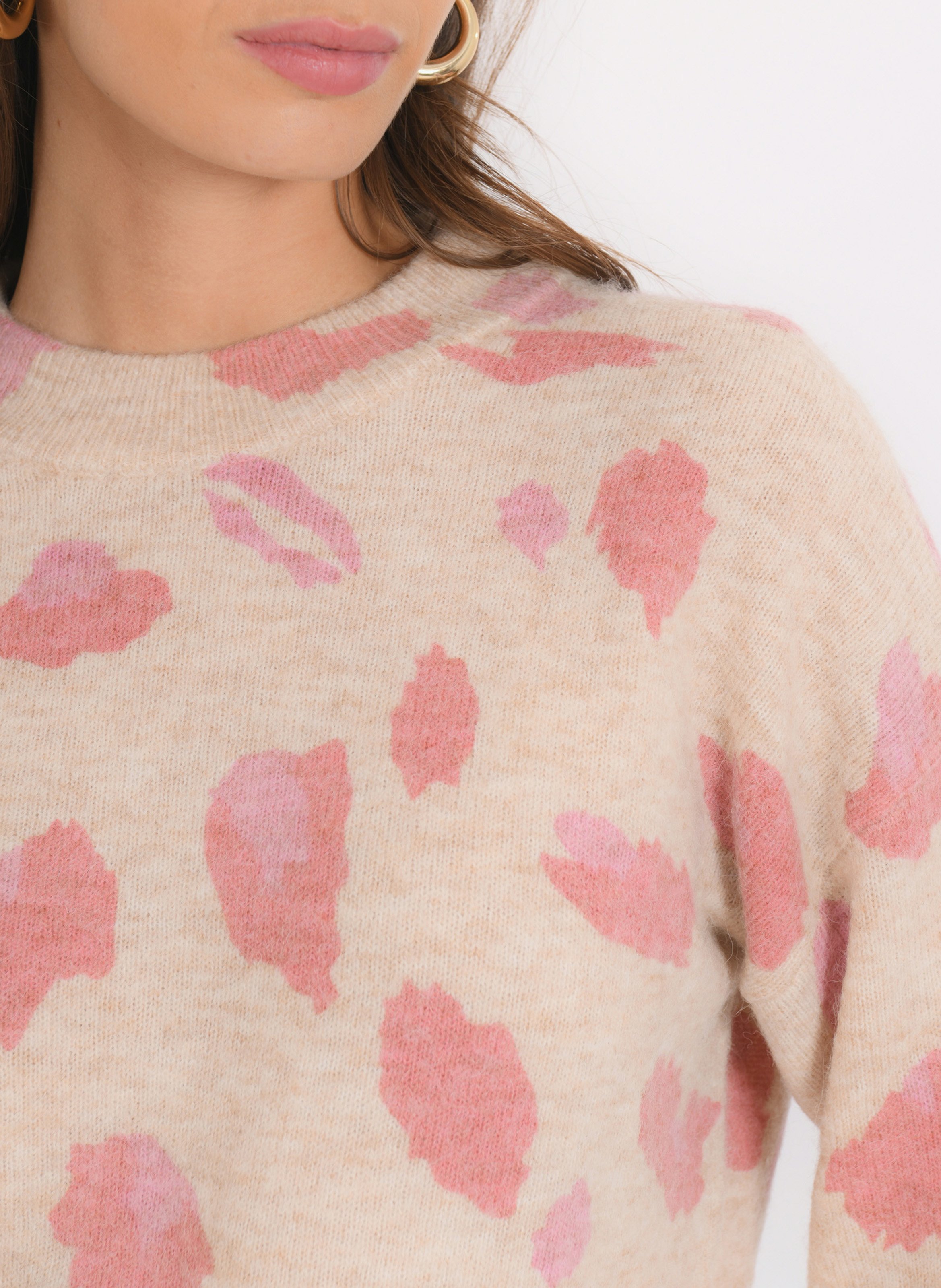 Pull imprimé en laine mélangée KOOKAI Beige