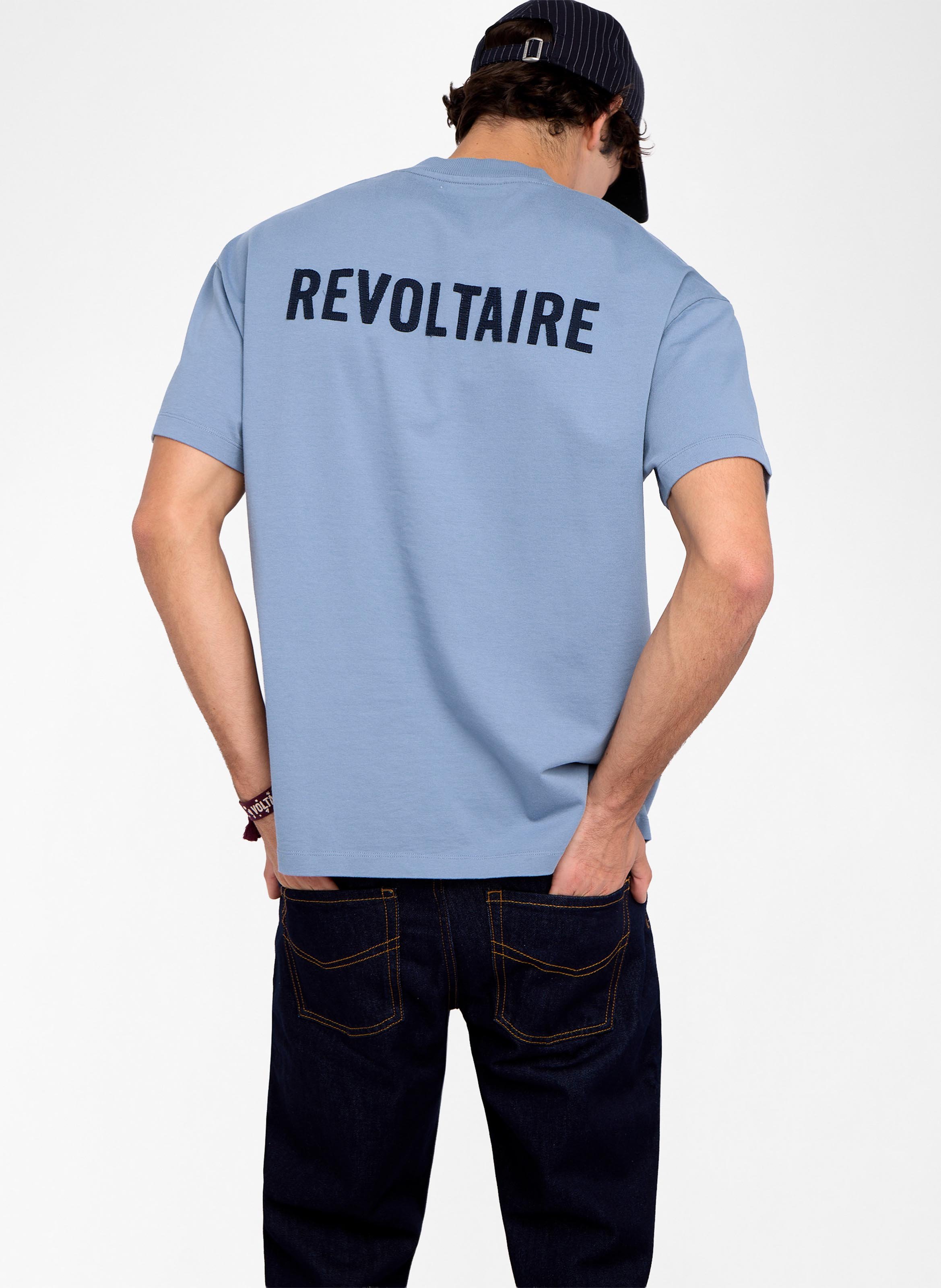 Straight-cut printed cotton T-shirt with round neck ZADIG&VOLTAIRE Blue