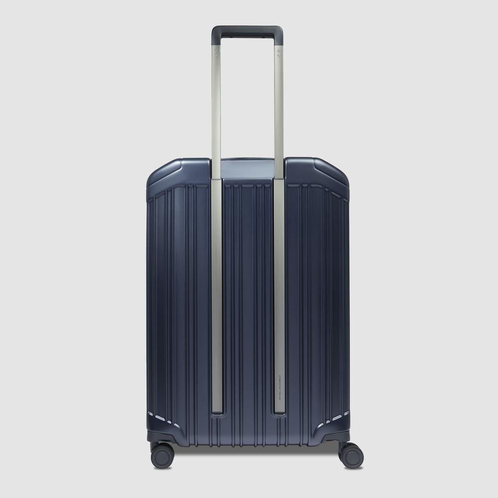 Medium expandable 4-wheel trolley suitcase with TSA lock and removable washable lining PIQUADRO Blue