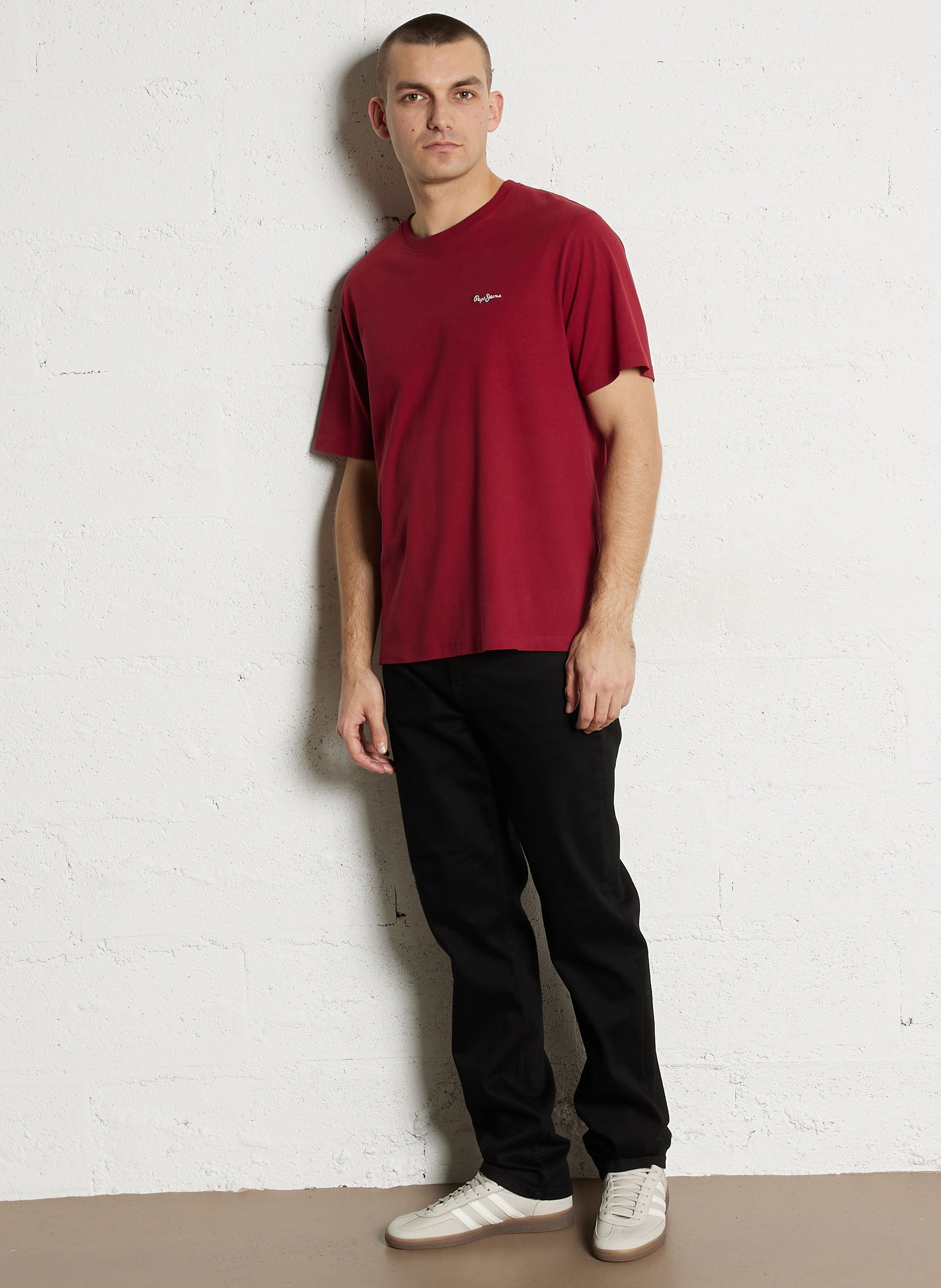 Camiseta de algodón cuello redondo PEPE JEANS Rojo