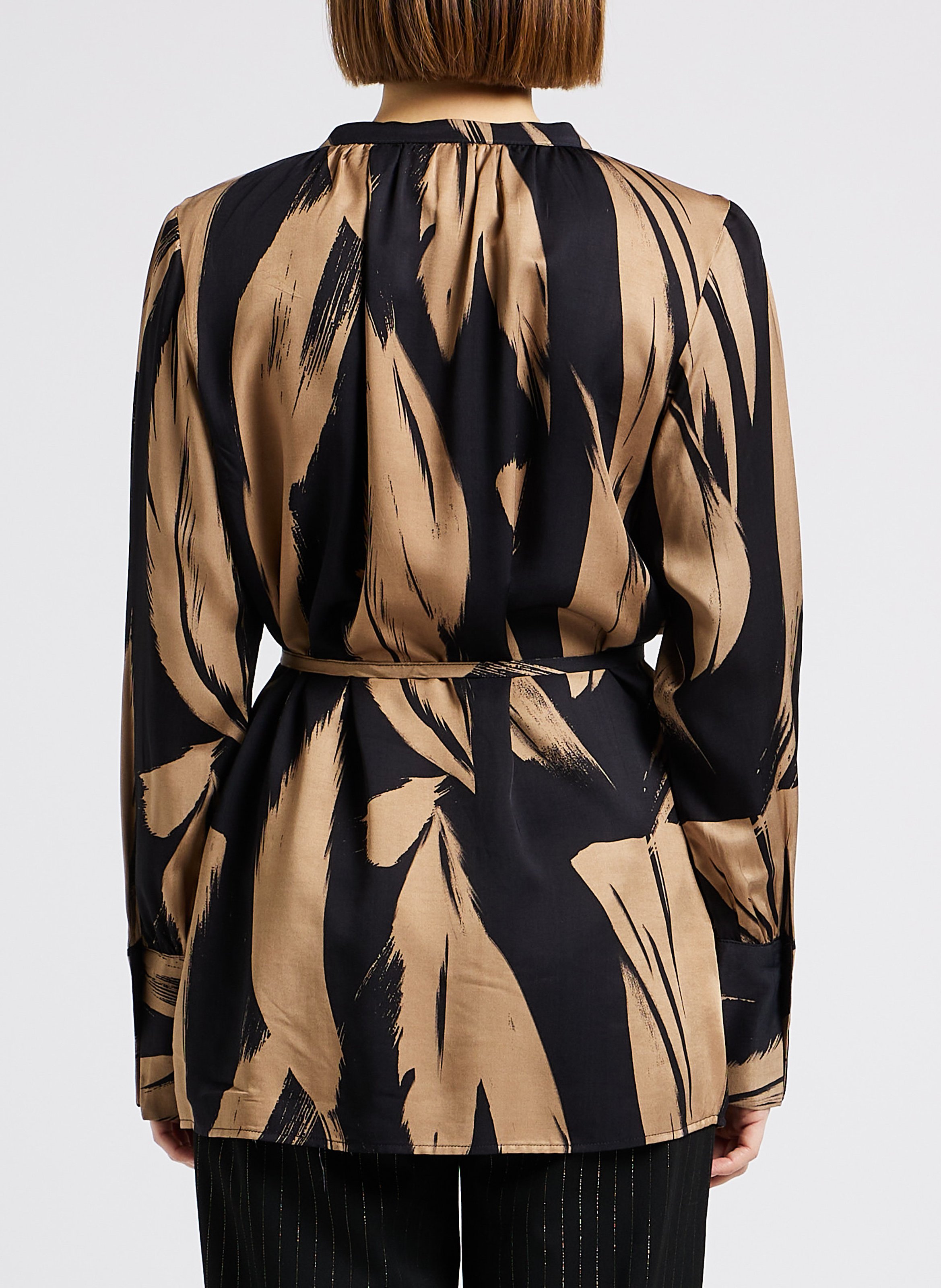 Blouse longue imprimée à col rond   VILA Noir