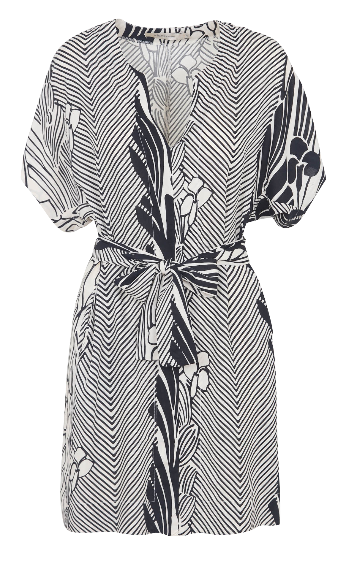 Robe courte imprimée col v LA FEE MARABOUTEE Noir