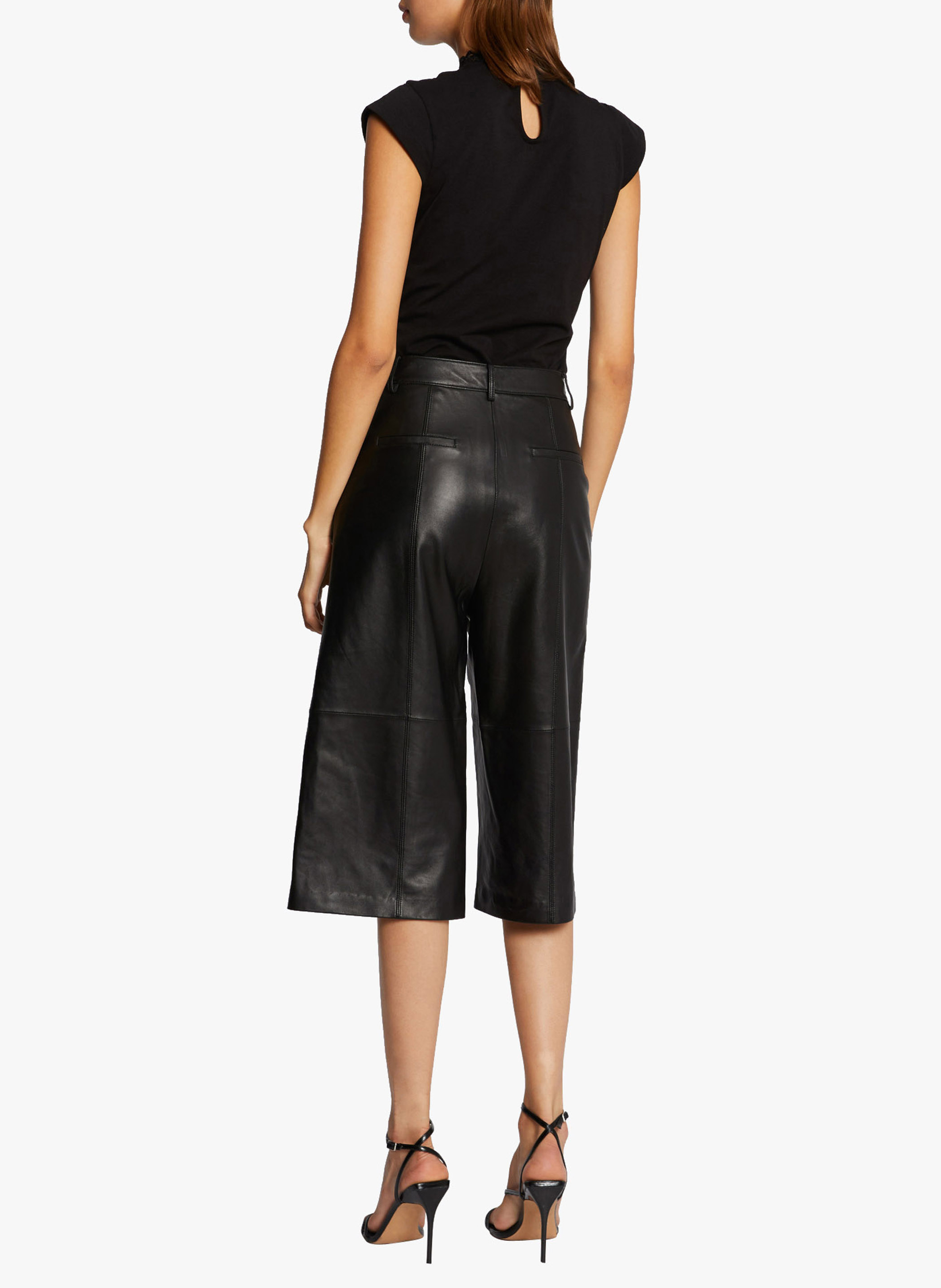 High-neck cotton-blend sleeved T-shirt MORGAN Black