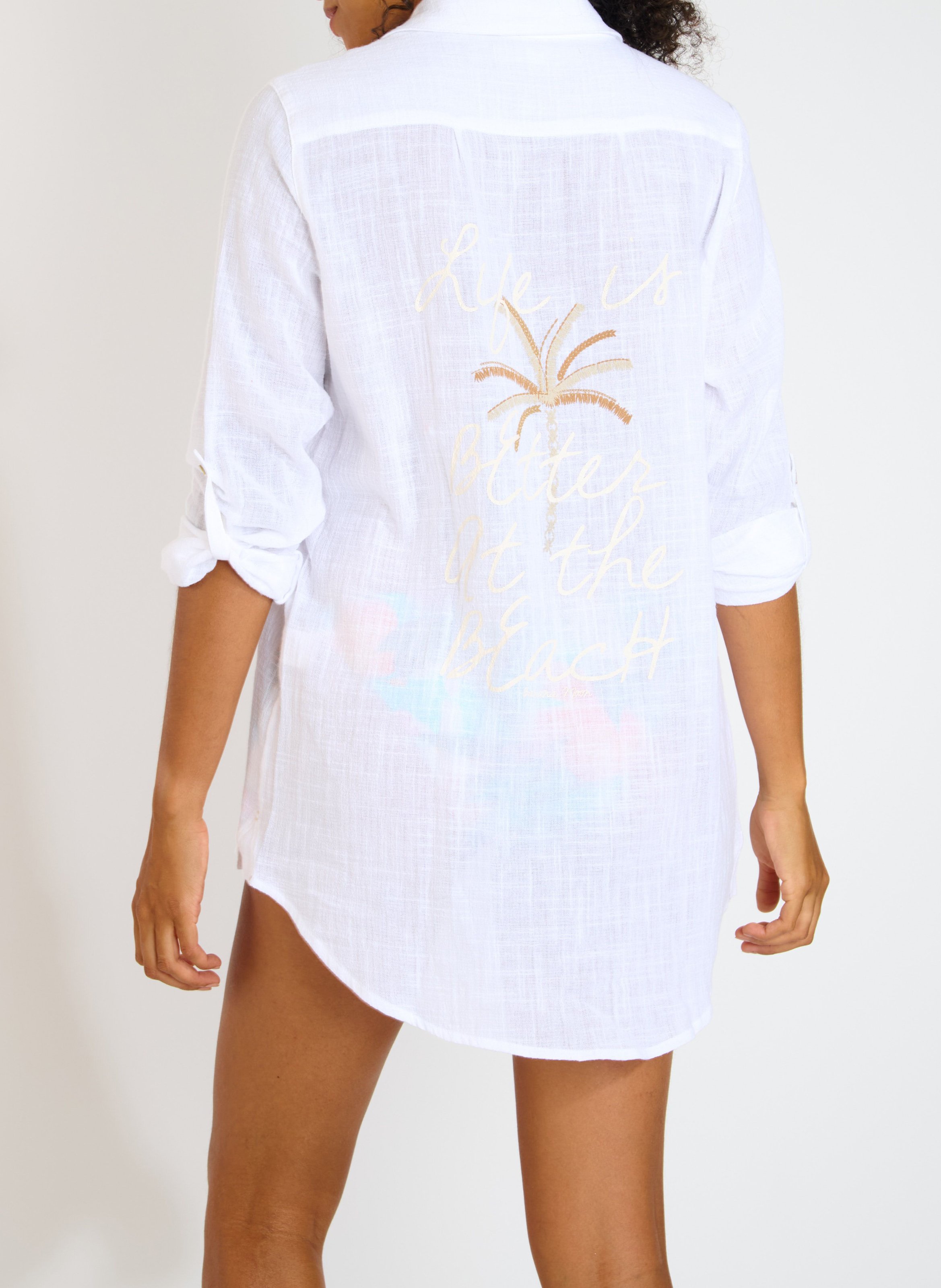 Chemise de plage en coton BANANA MOON Weiss