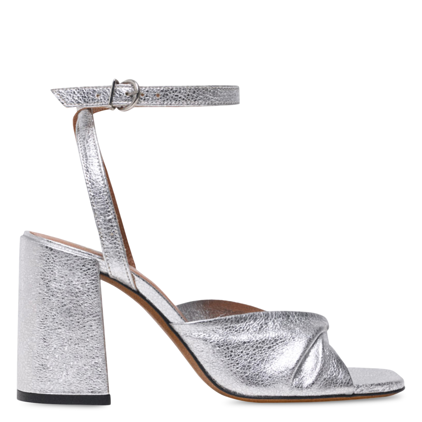 Sandalettes met metallic leren hak MAJE Zilver