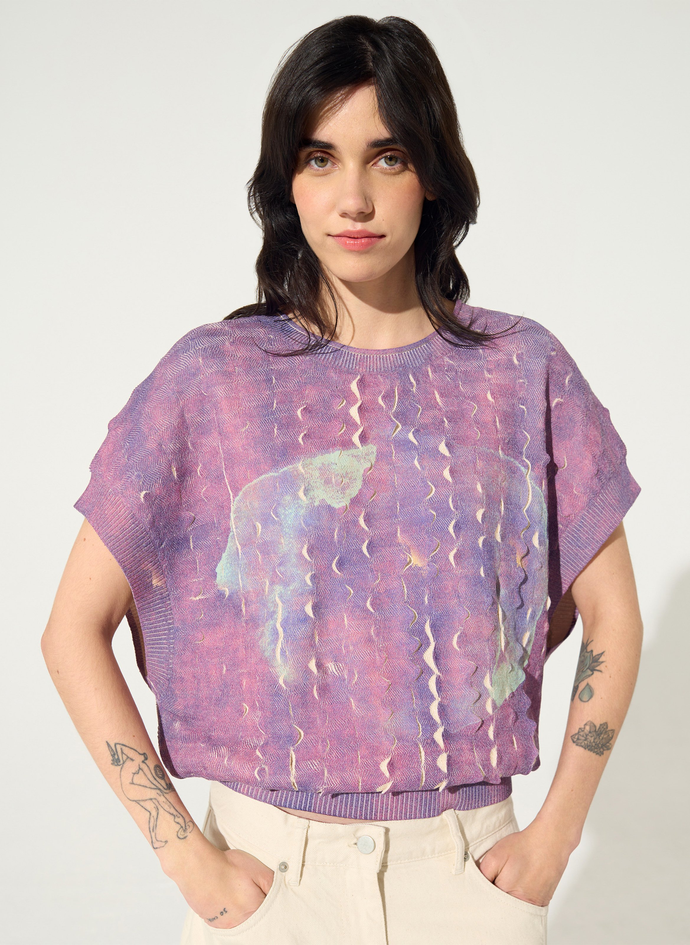 Loose-fit cotton-mix sweater COTELAC Purple