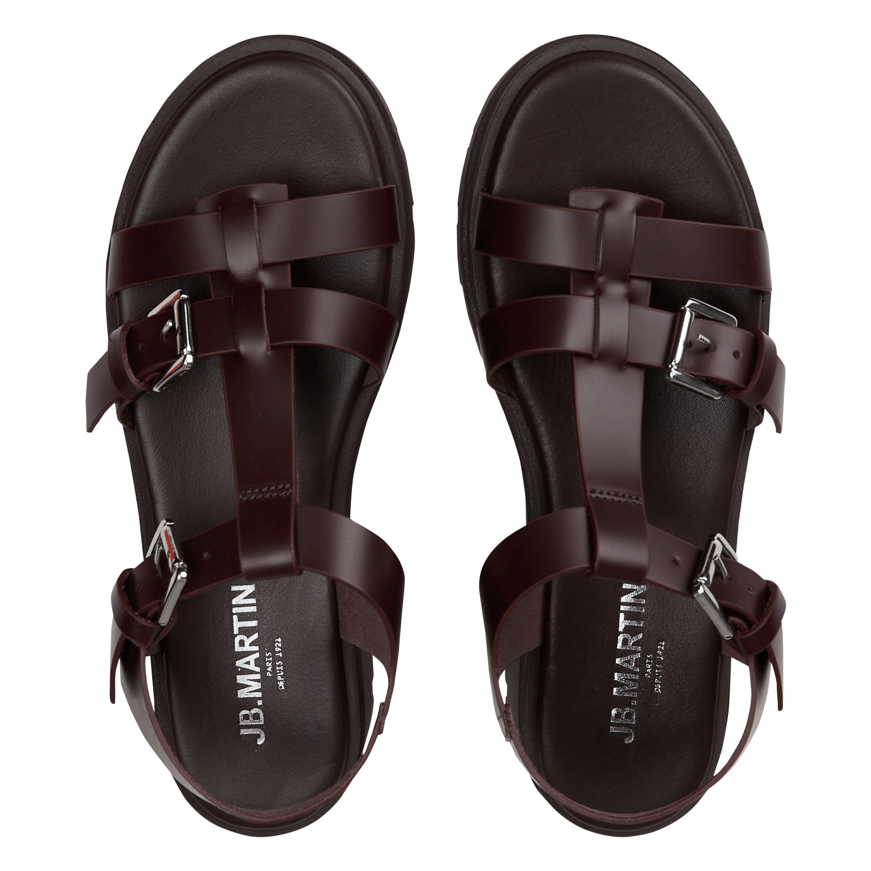 Sandales à brides en cuir  Marron