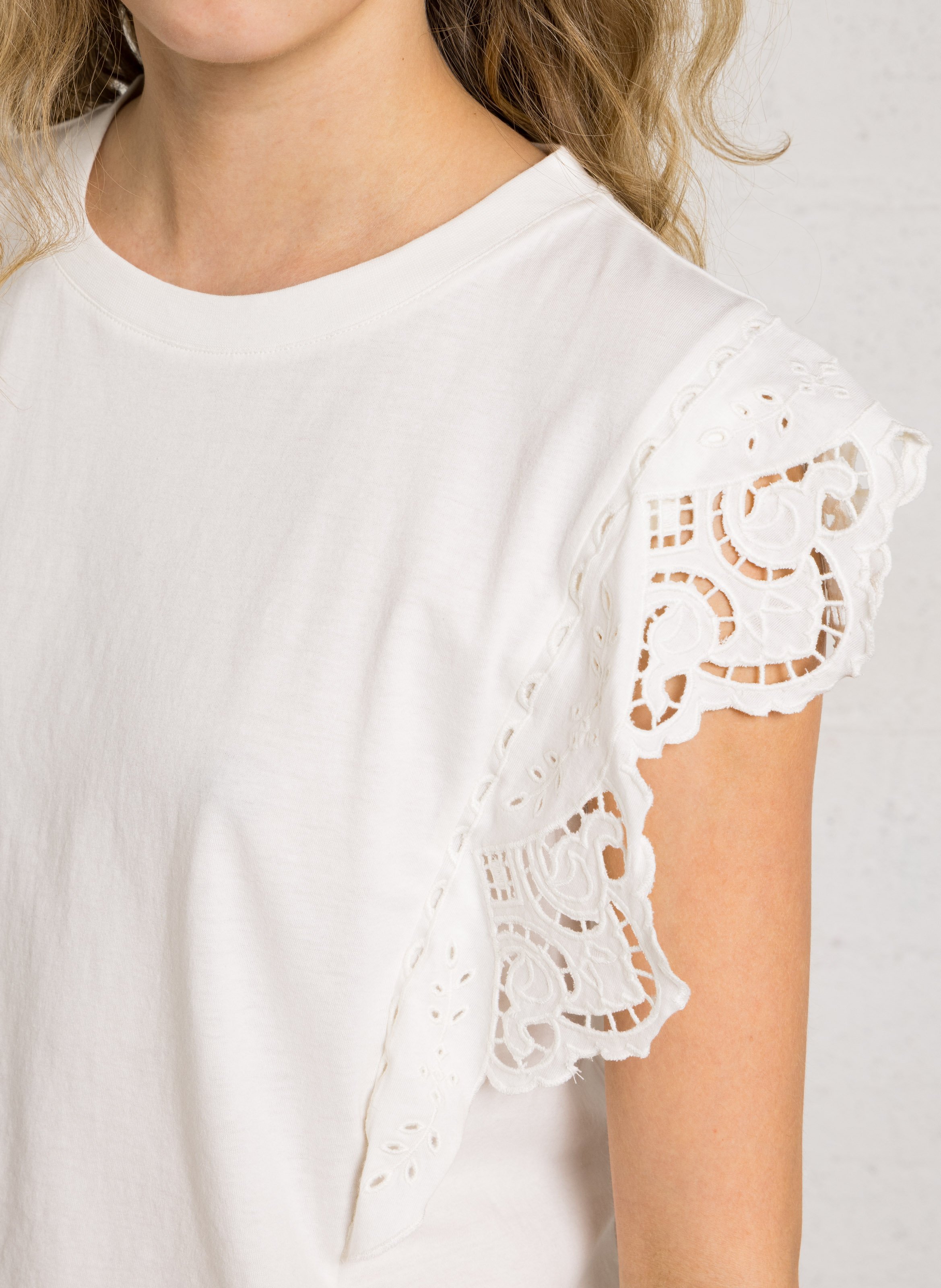 Tee-shirt col ron en coton bio LOUISE MISHA Blanc