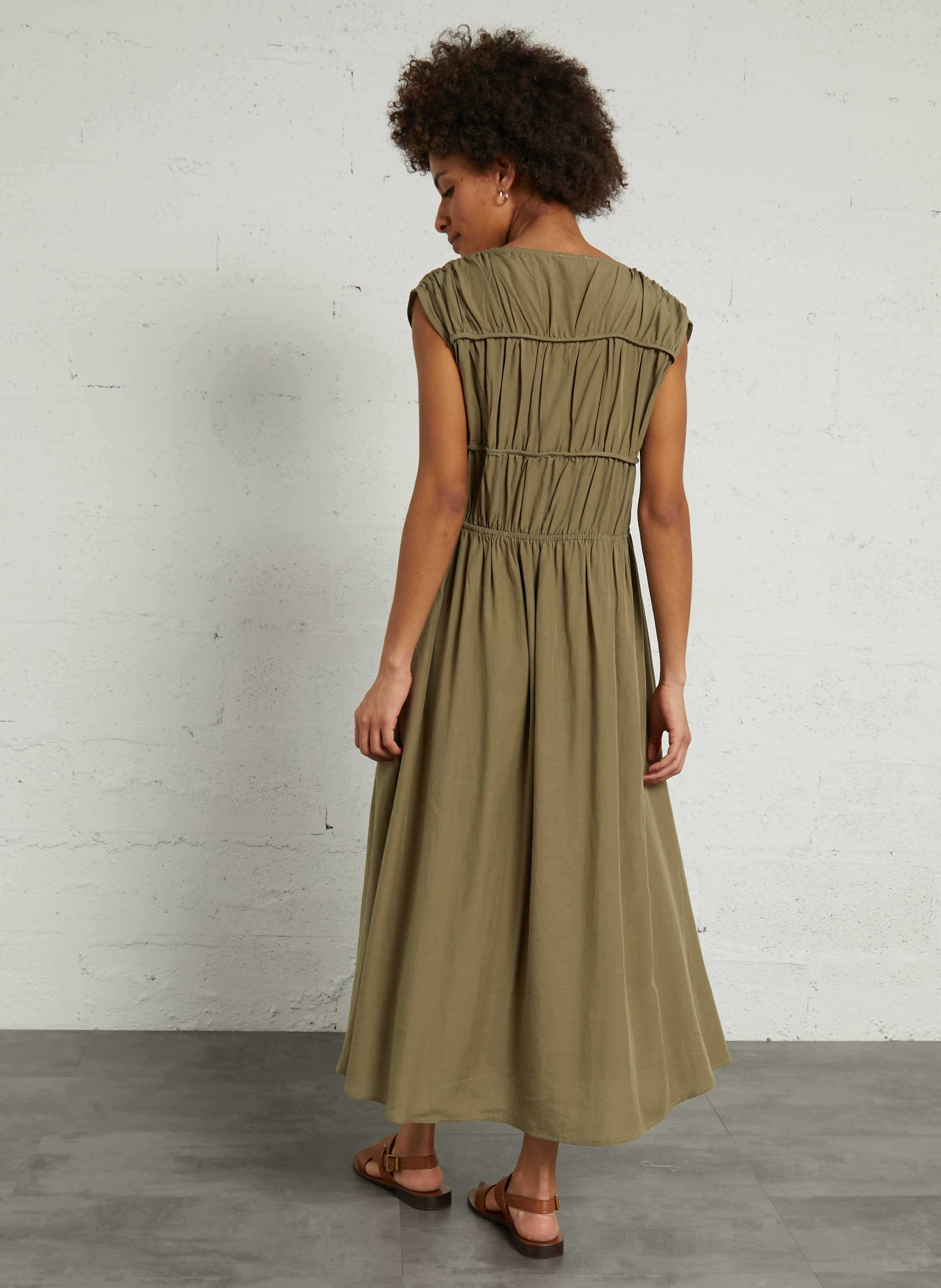 Long V-neck dress THE KORNER Khaki