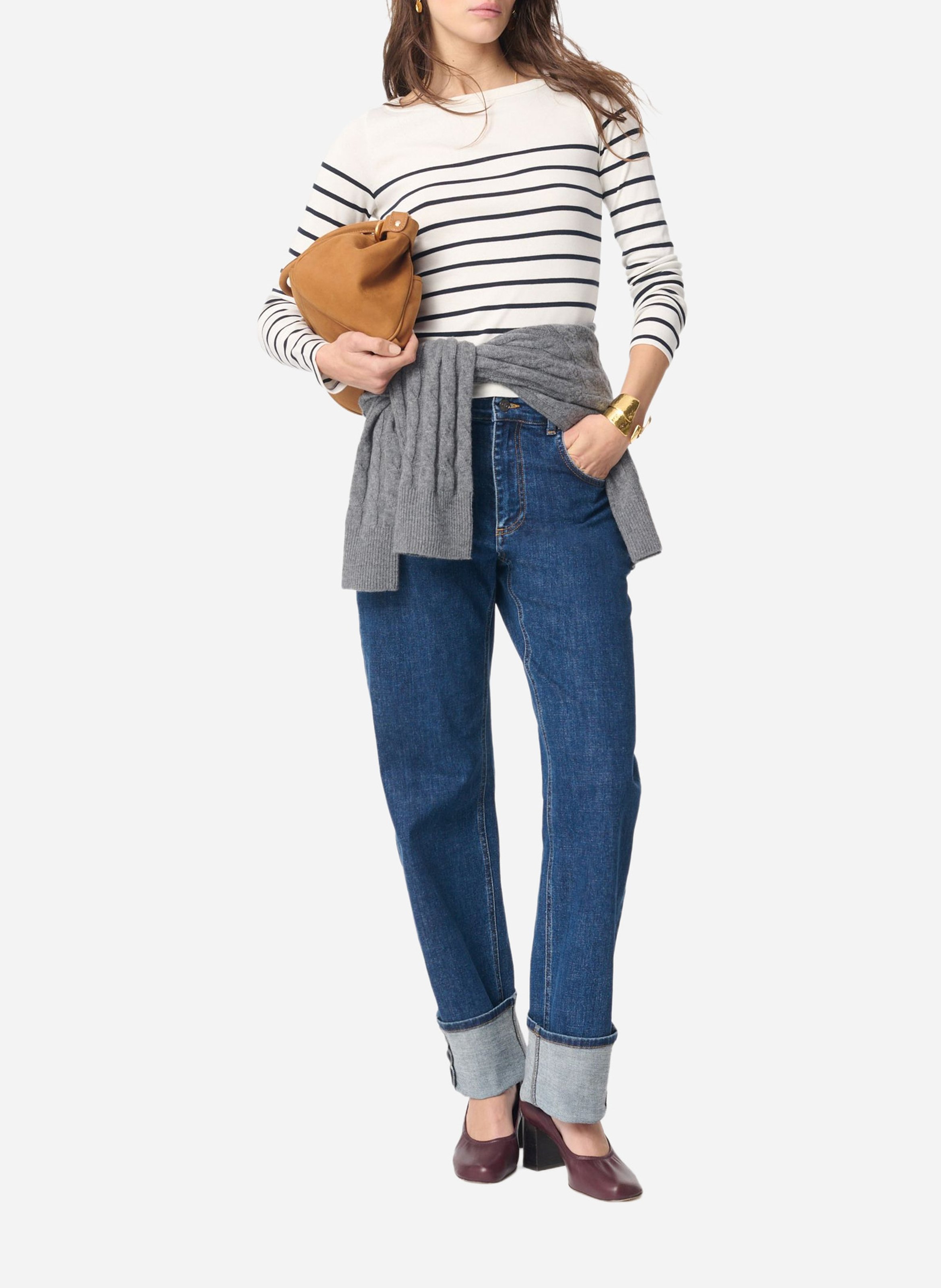 Camiseta de algodón con cuello barco VANESSA BRUNO Blanco