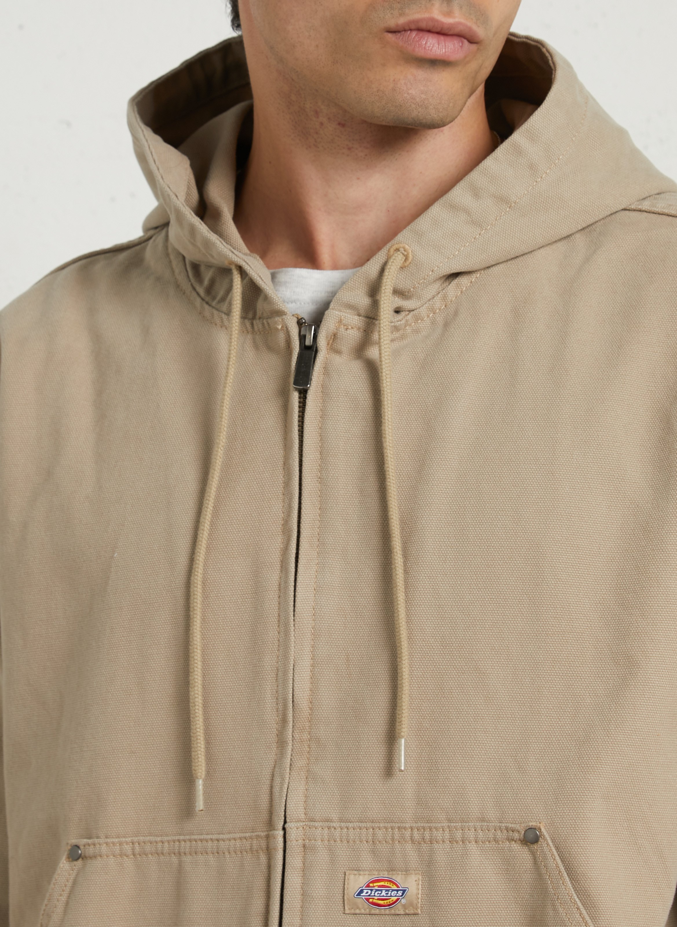 Veste à capuche droite en coton DICKIES Beige