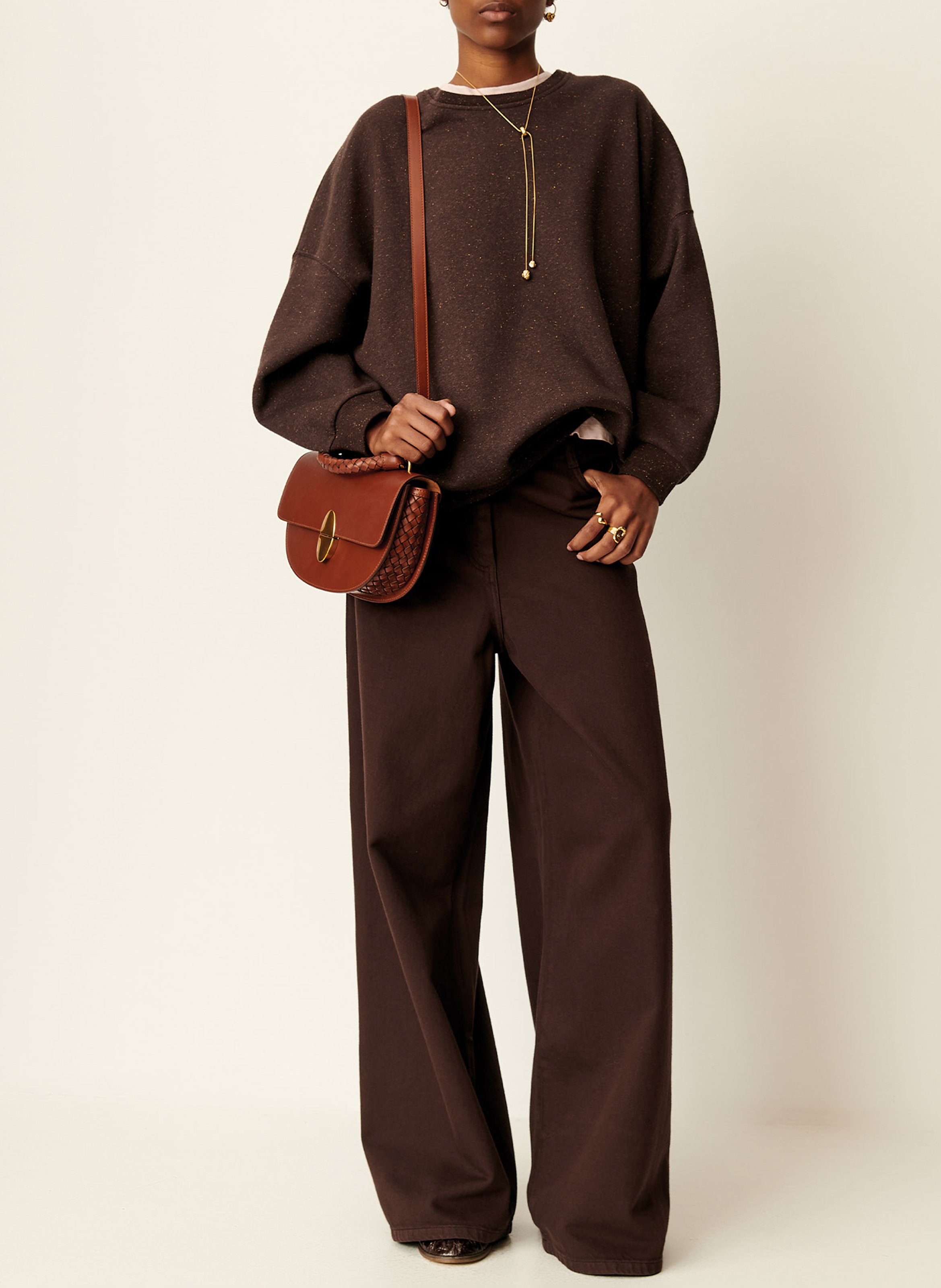 Sac bandoulière en cuir SESSUN Bruin