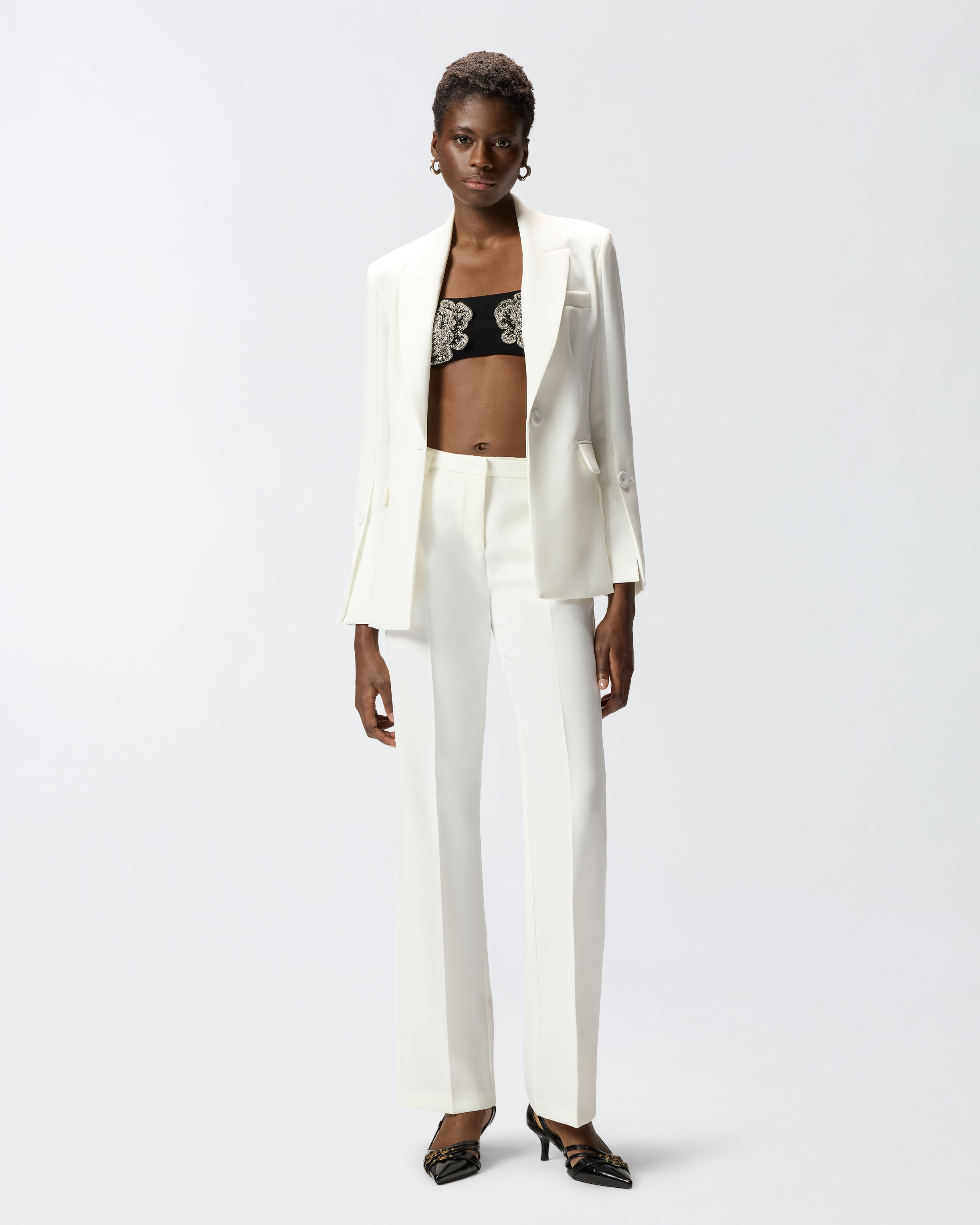 Trousers in canvas with a crease PINKO White