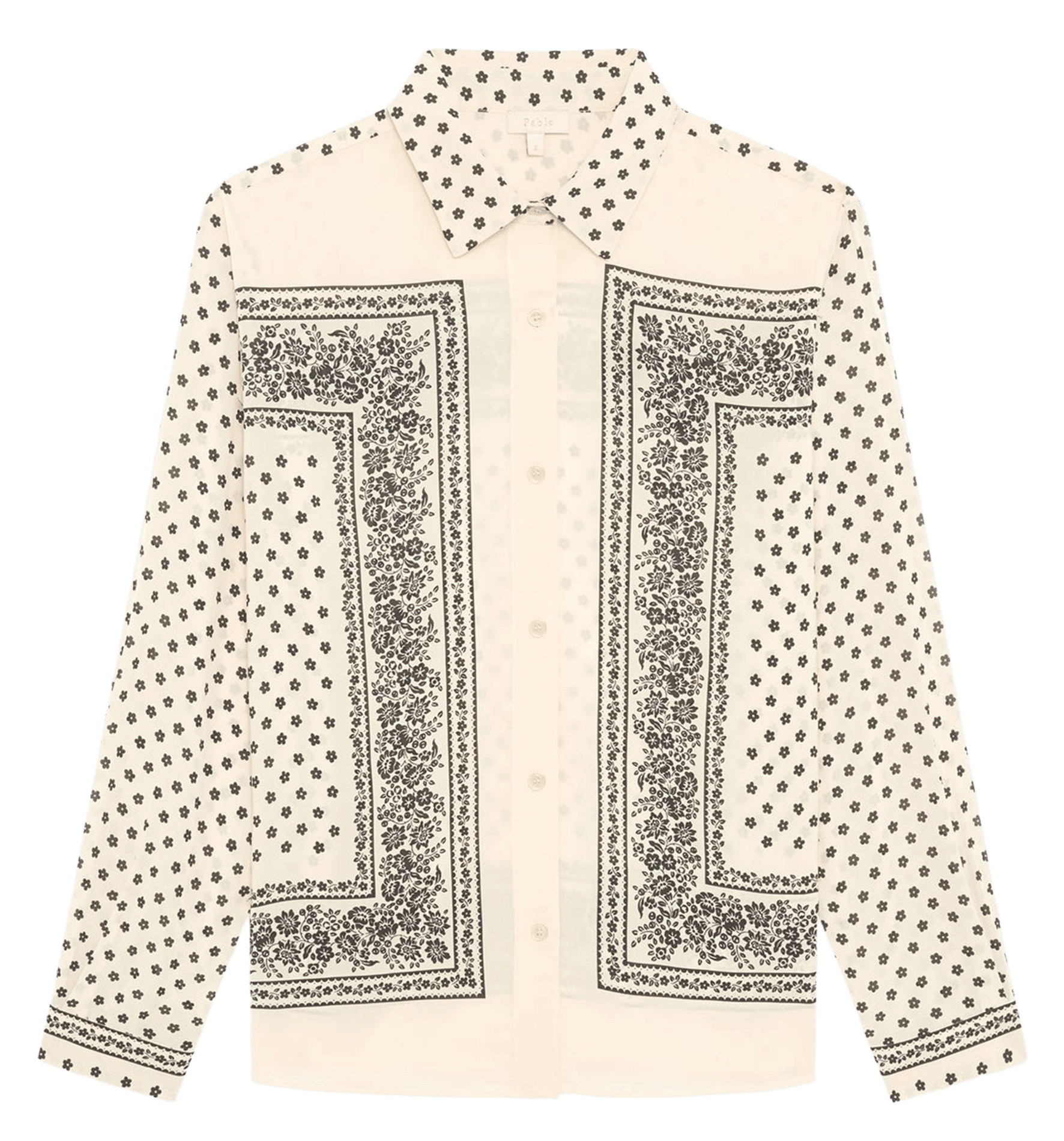 Camisa fluida con botones y estampado. PABLO Beige